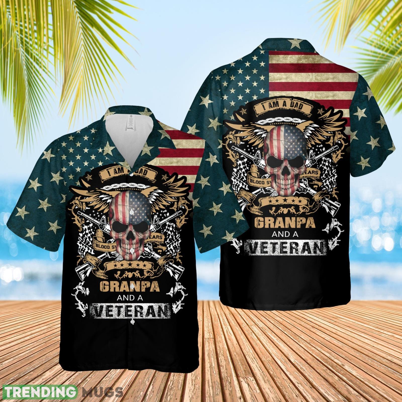 I Am A Dad Grandpa And A Veteran US Flag Premium Hawaiian Shirt Summer Gift For Men And Women Product Photo 1