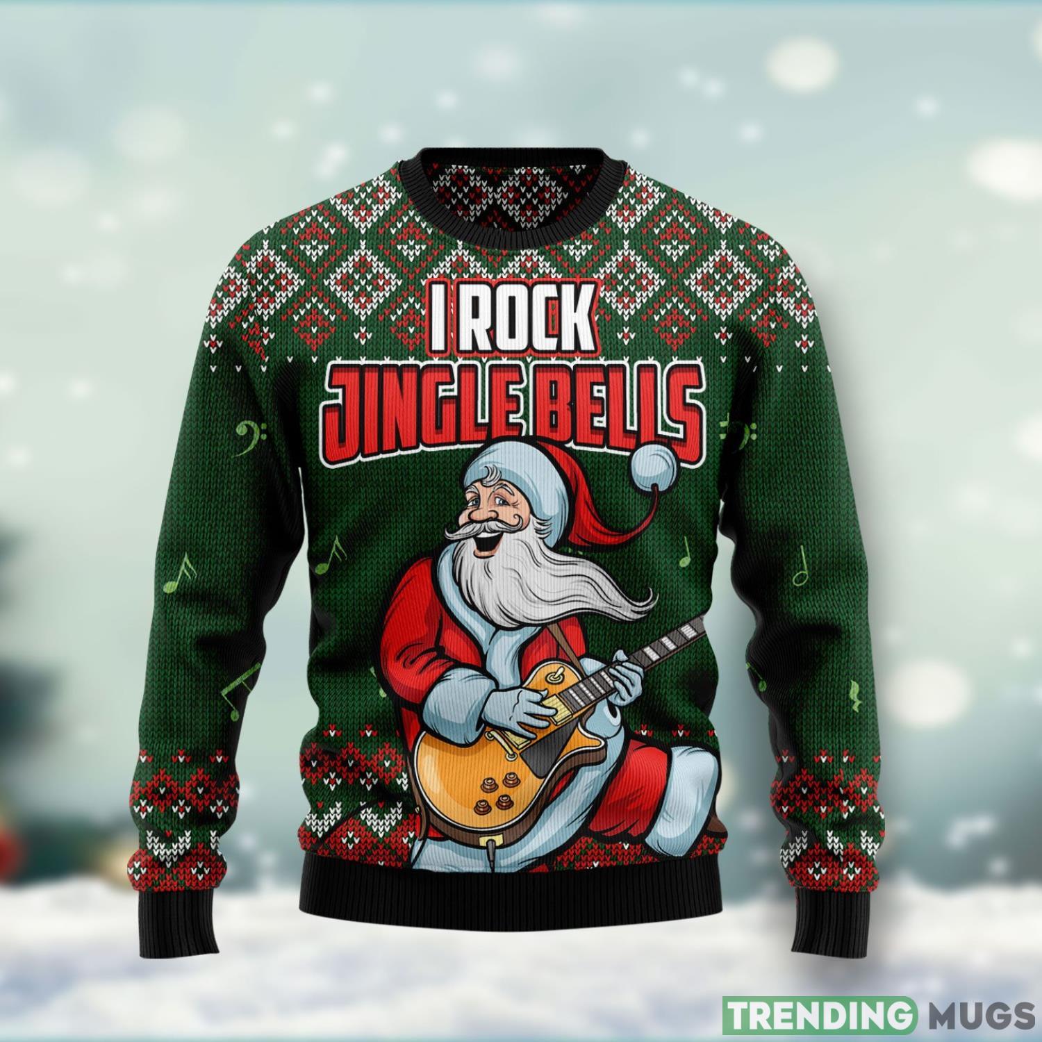 I Rock Jingle Bells Rock Lover Funny Santa Ugly Christmas Sweater Product Photo 1 I Rock Jingle Bells Rock Lover Funny Santa Ugly Christmas Sweater Product Photo 1