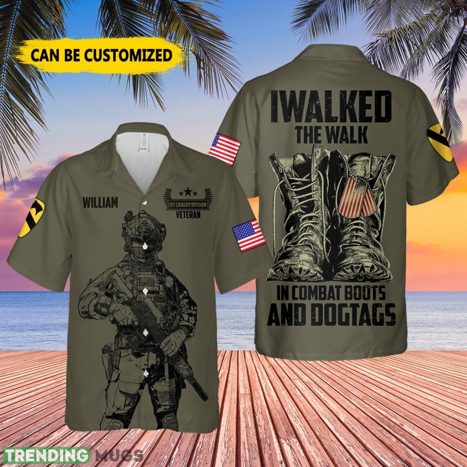 I Walk The Walk In Combat Boots And Dogtags Personalized Name Hawaiian Shirt Summer Gift For Men And Women Product Photo 1