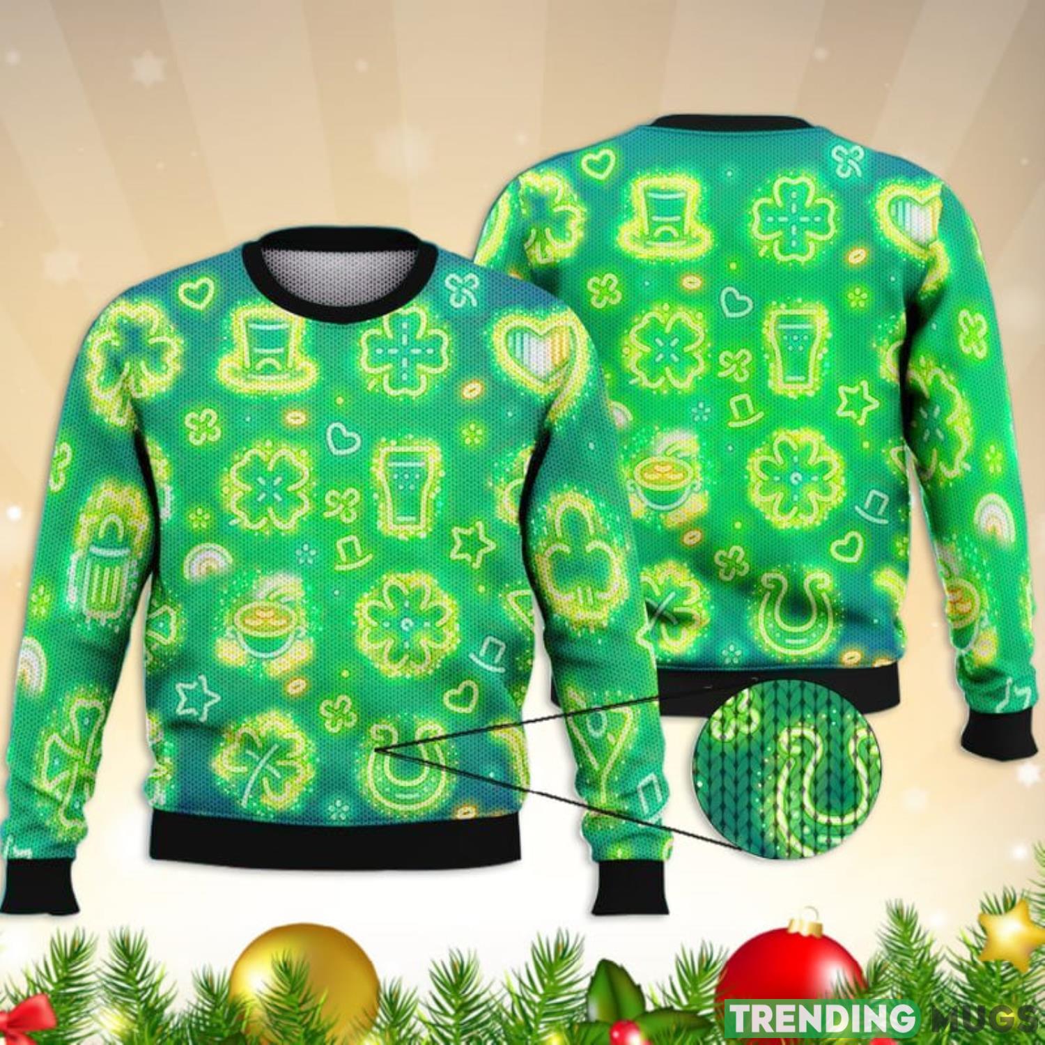 Irish Symbols Green 3D Full Print Ugly Sweater Christmas Gift Sweater Product Photo 1