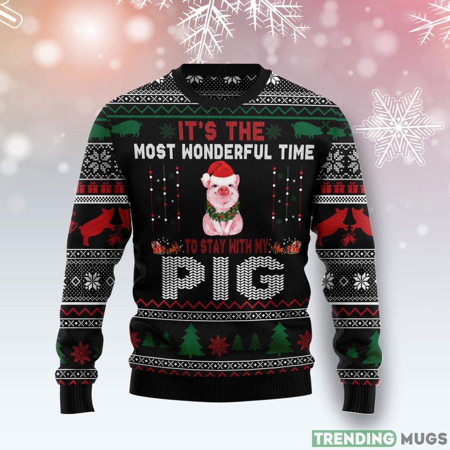It‘s The Most Wonderful Time To Stay With My Pig Pig Lover Ugly Christmas Holiday Sweater Product Photo 1 It‘s The Most Wonderful Time To Stay With My Pig Pig Lover Ugly Christmas Holiday Sweater Product Photo 1