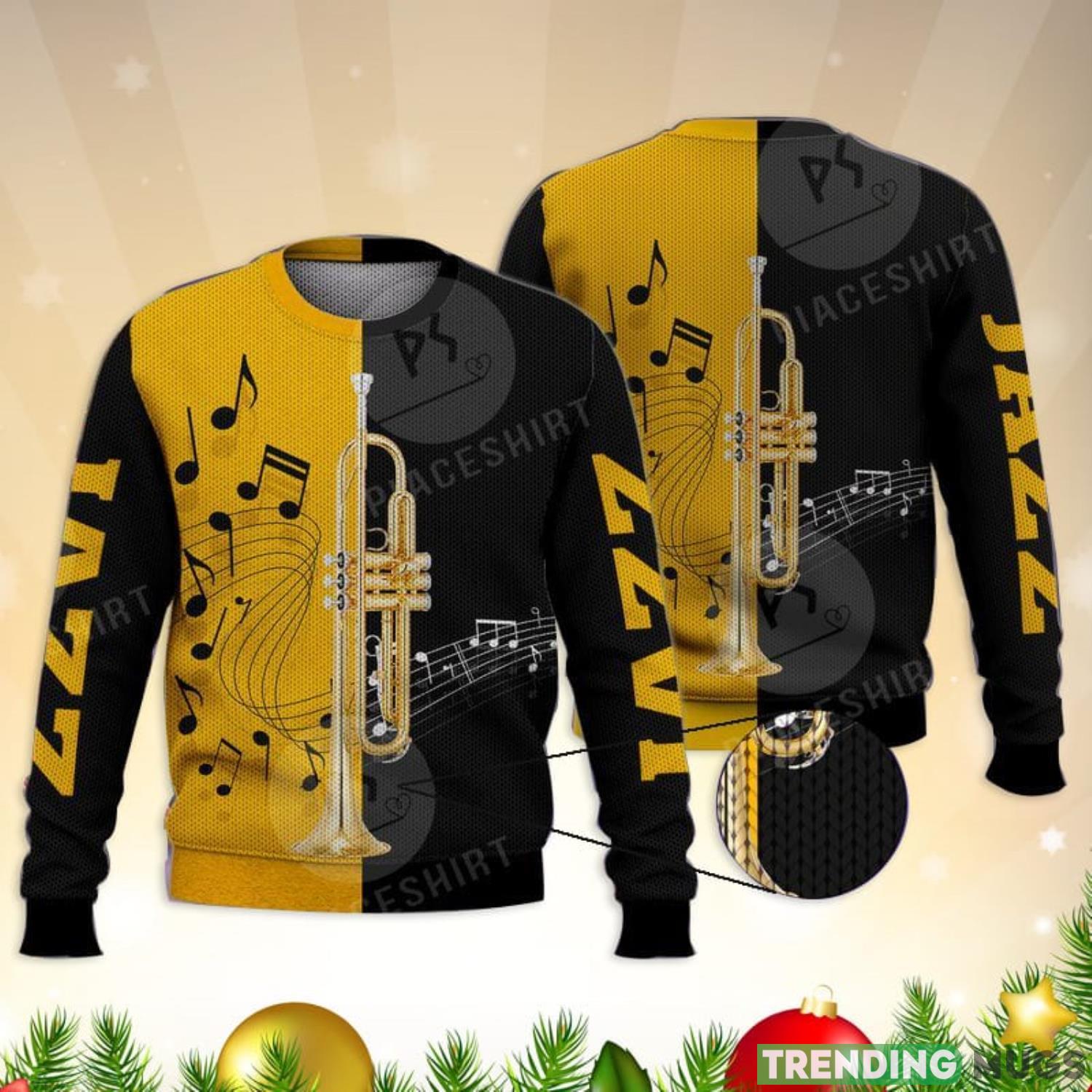 Jazz Trumpet For Trumpet Players 3D Full Print Ugly Sweater Christmas Gift Sweater Product Photo 1 Jazz Trumpet For Trumpet Players 3D Full Print Ugly Sweater Christmas Gift Sweater Product Photo 1