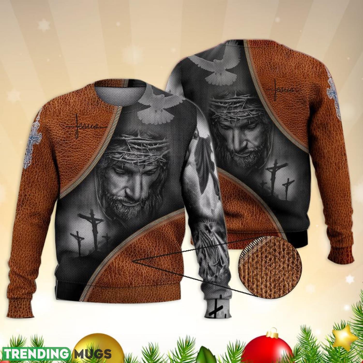 Jesus Brown 3D Full Print Ugly Sweater Christmas Gift Sweater Product Photo 1 Jesus Brown 3D Full Print Ugly Sweater Christmas Gift Sweater Product Photo 1