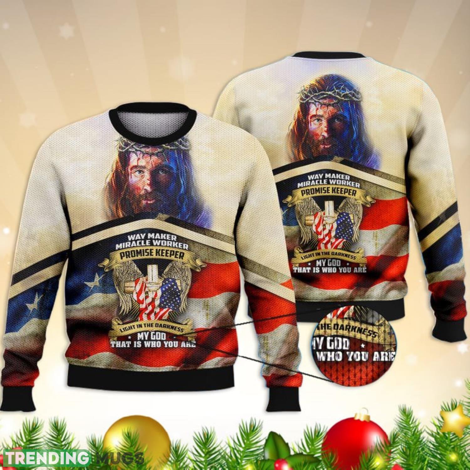 Jesus Way Maker Miracle Keeper Promise Keeper Full Print 3D Ugly Sweater Christmas Gift Sweater Product Photo 1 Jesus Way Maker Miracle Keeper Promise Keeper Full Print 3D Ugly Sweater Christmas Gift Sweater Product Photo 1