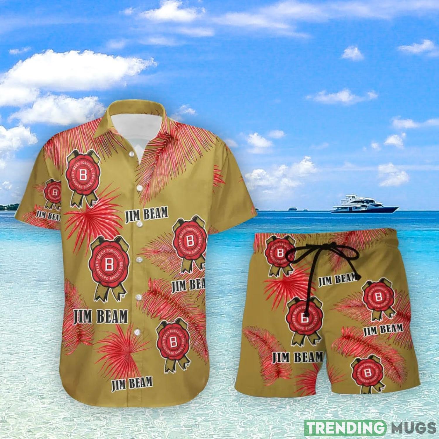 Jim Beam Palm Leaves Tropical Hawaiian Shirt And Shorts Unique Summer Gift Product Photo 1 Jim Beam Palm Leaves Tropical Hawaiian Shirt And Shorts Unique Summer Gift Product Photo 1