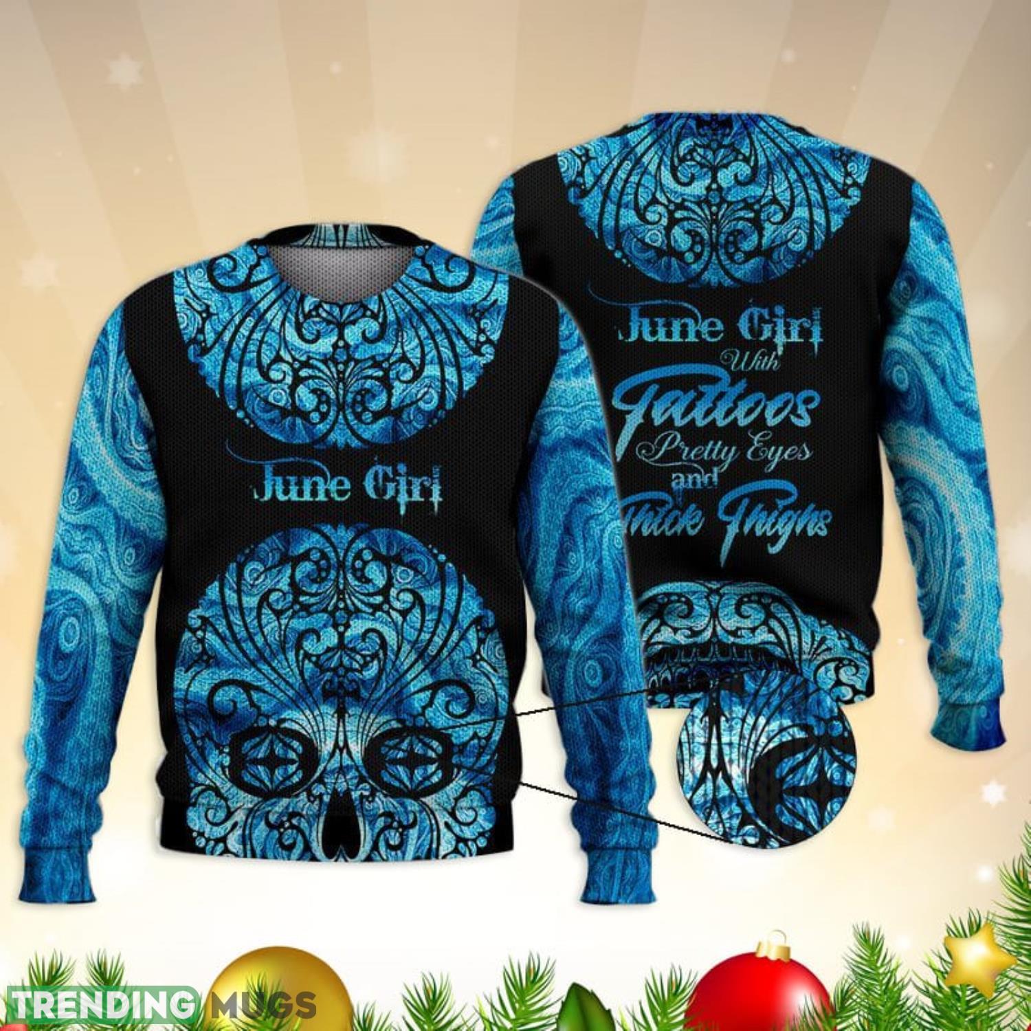 June Girl With Tatoos 3D Full Print Ugly Sweater Christmas Gift Sweater Product Photo 1