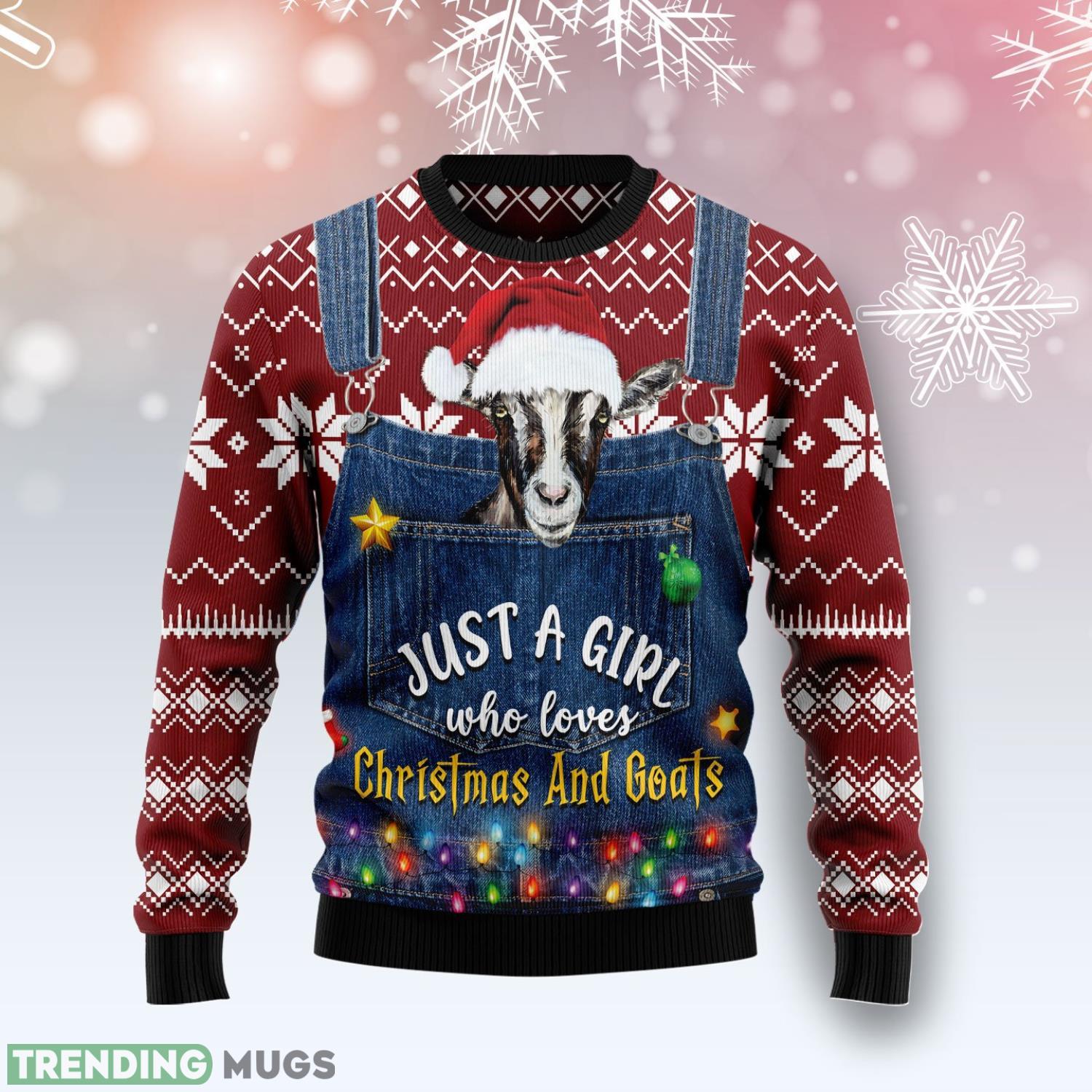 Just A Girl Who Loves Christmas And Goats Ugly Christmas Sweater Product Photo 1 Just A Girl Who Loves Christmas And Goats Ugly Christmas Sweater Product Photo 1