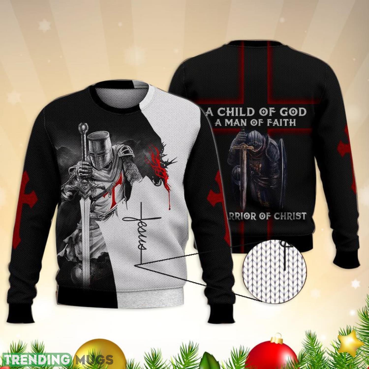 Knight Of Christ Jesus Full Print 3D Ugly Sweater Christmas Gift Sweater Product Photo 1