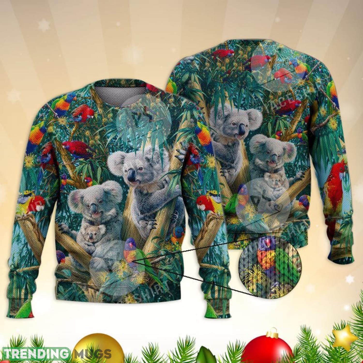 Koala Family Parrot Forest 3D Full Print Ugly Sweater Christmas Gift Sweater Product Photo 1