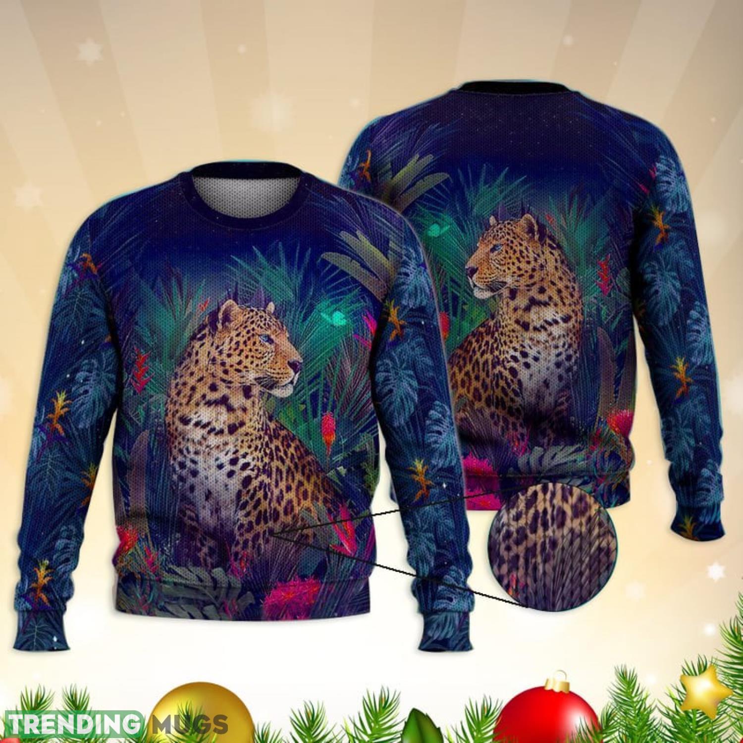 Leopard Night Forest 3D Full Print Ugly Sweater Christmas Gift Sweater Product Photo 1