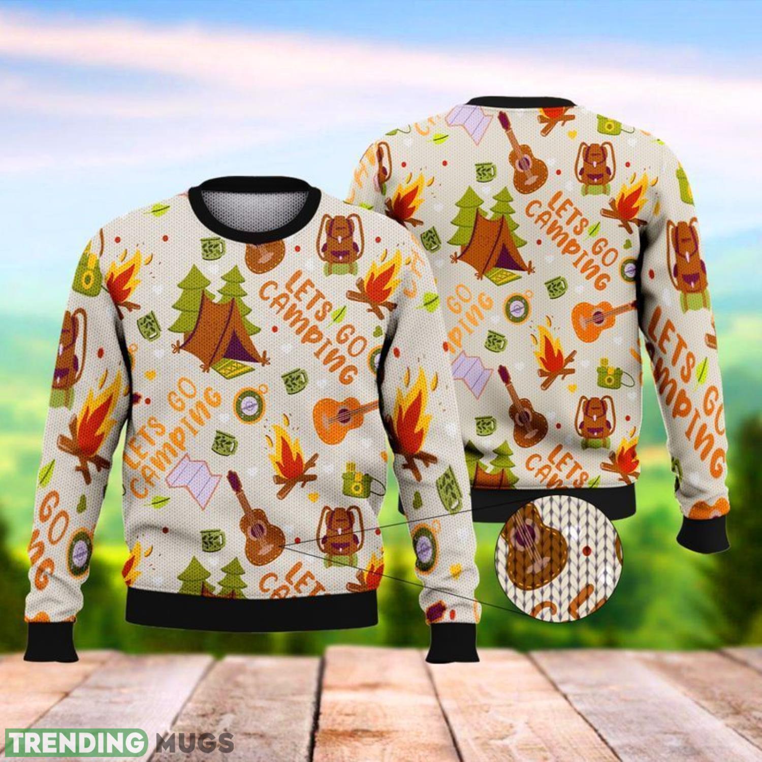 Let’S Go Camping Full Print 3D Ugly Sweater Christmas Gift Sweater Product Photo 1