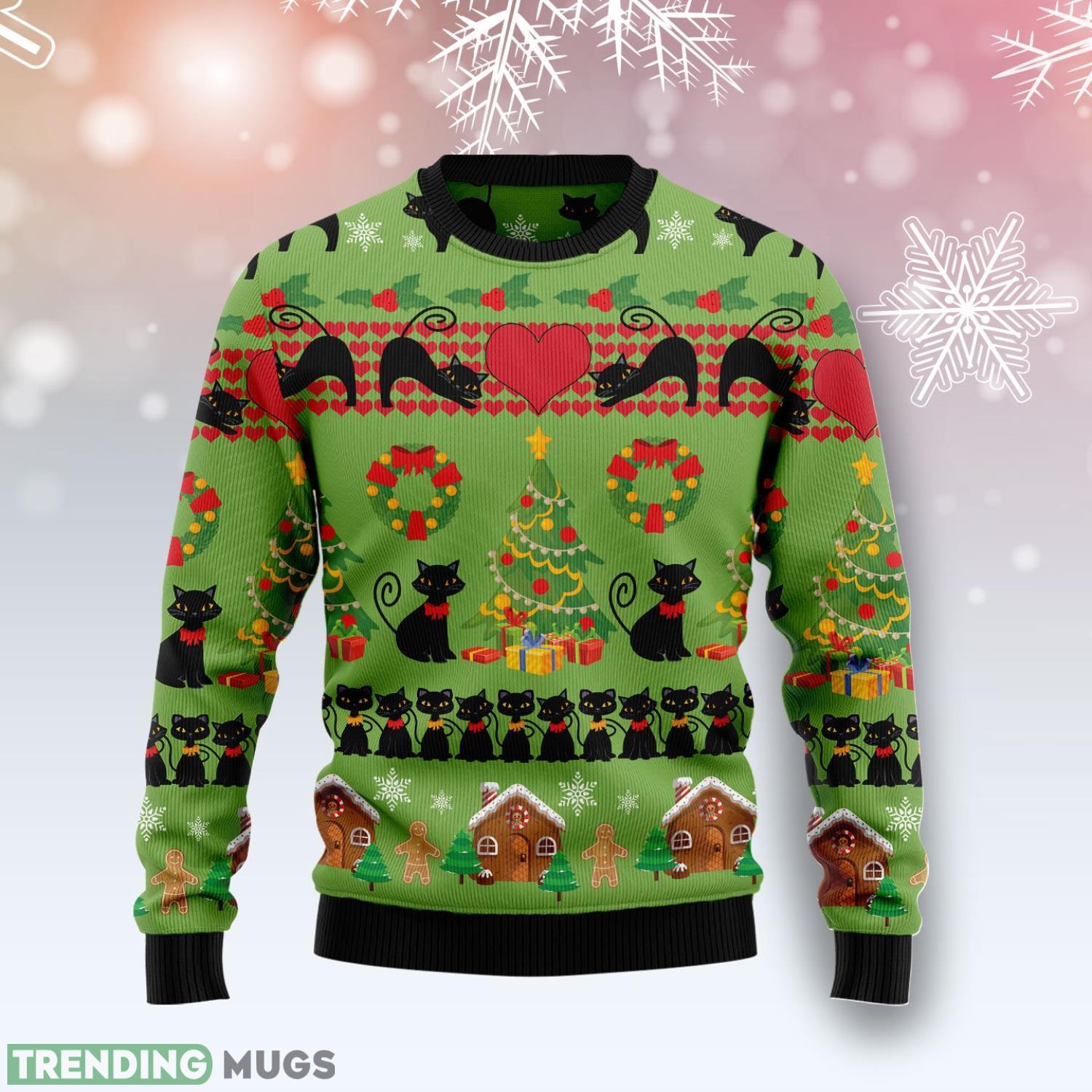 Love Black Cat Funny Cat Ugly Christmas Sweater Product Photo 1 Love Black Cat Funny Cat Ugly Christmas Sweater Product Photo 1