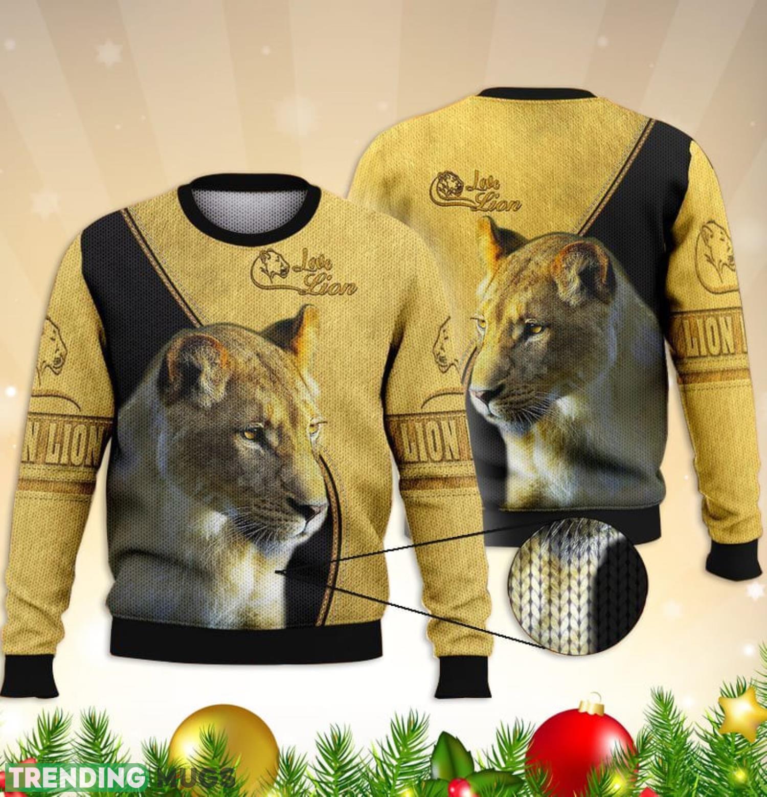 Love Lion Full Print 3D Ugly Sweater Christmas Gift Sweater Product Photo 1