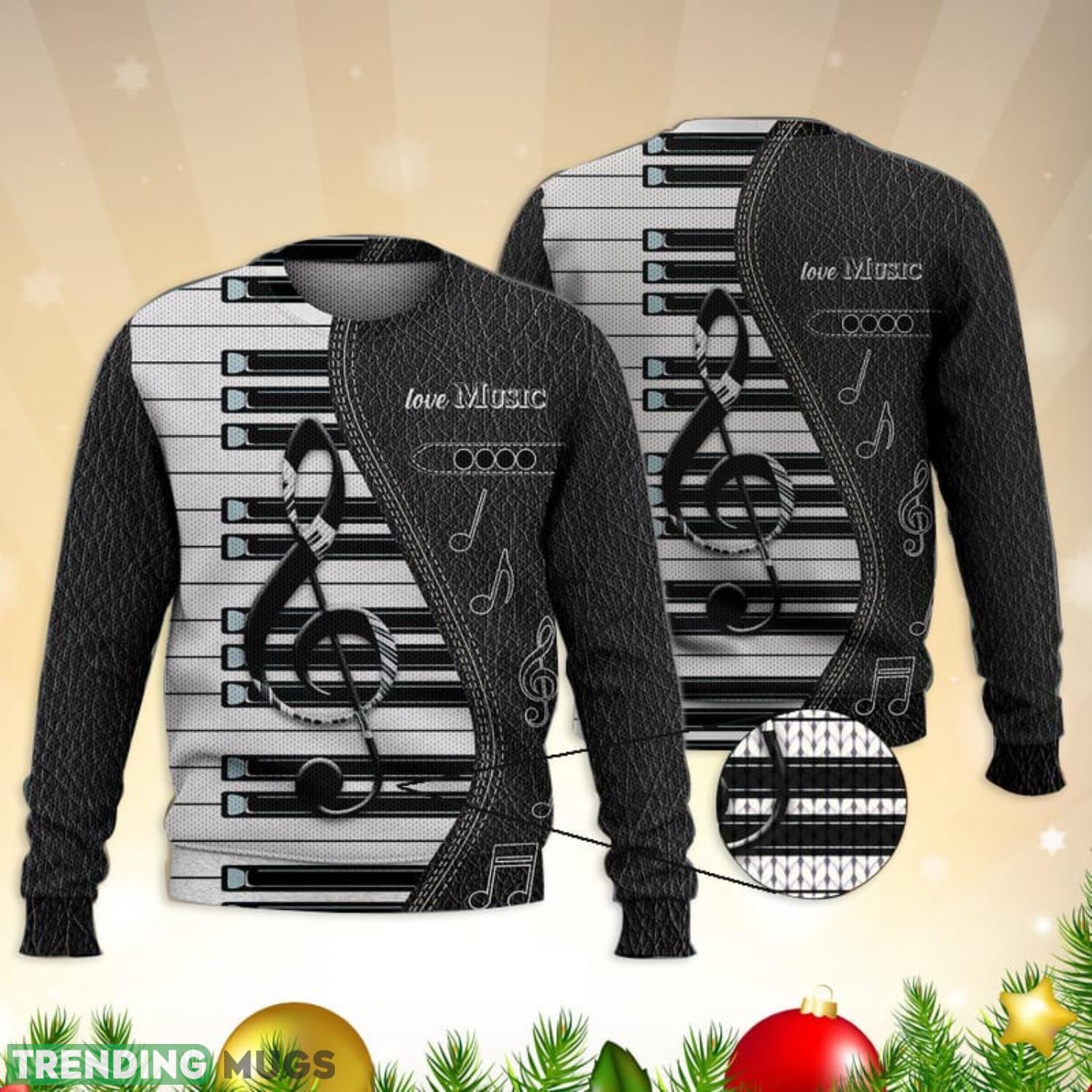 Love Music Piano Black 3D Full Print Ugly Sweater Christmas Gift Sweater Product Photo 1