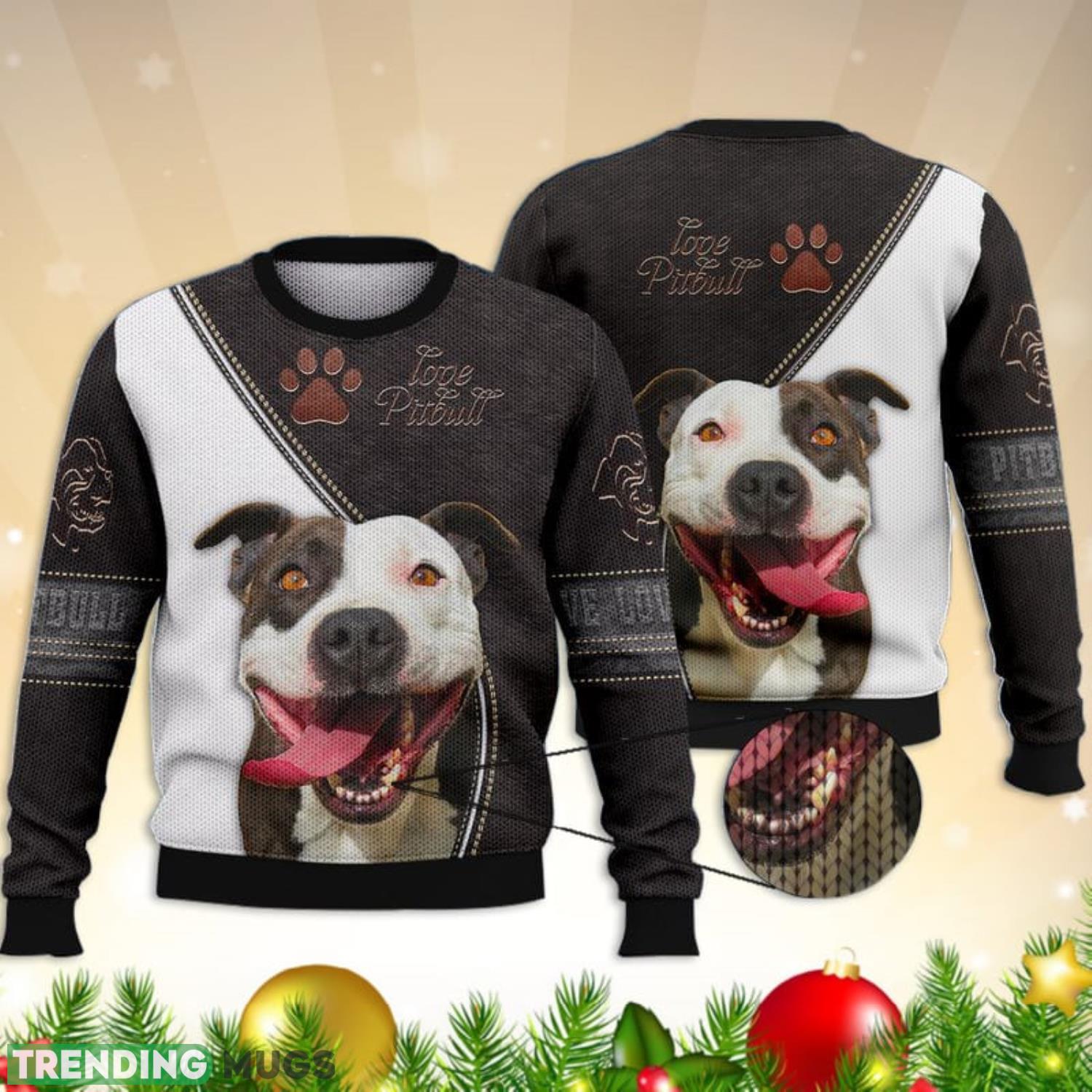 Love Pitbull Funny Trending Shirts For Dog Lovers 3D Ugly Sweater Christmas Gift Sweater Product Photo 1