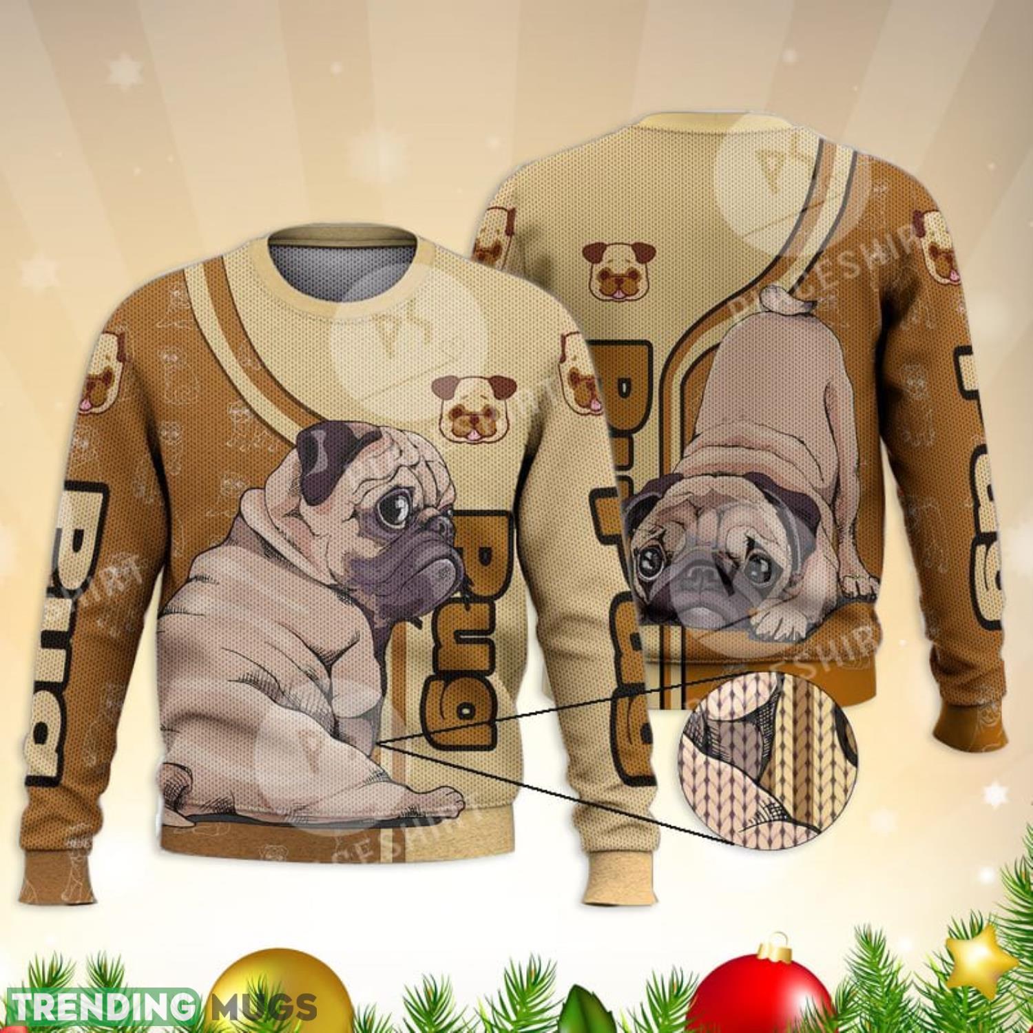 Love Pug Cute Puppy Trending For Dog Lovers 3D Full Print Ugly Sweater Christmas Gift Sweater Product Photo 1