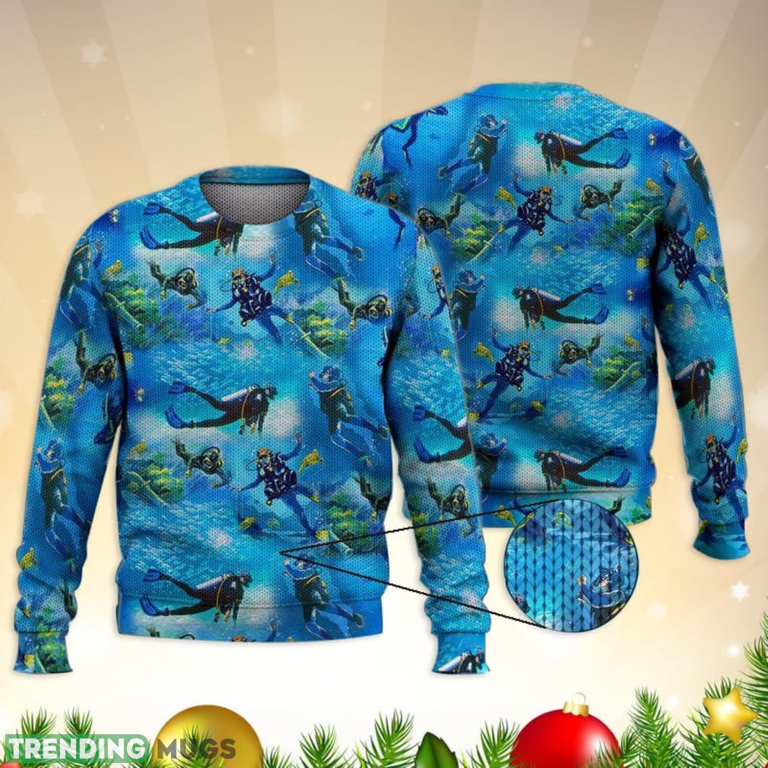 Love Scuba Diving Scuba Diver 3D Full Print Ugly Sweater Christmas Gift Sweater Product Photo 1