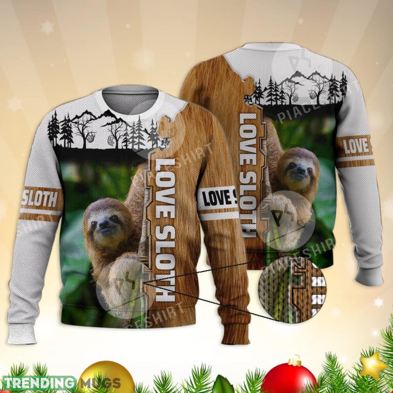 Love Sloth Cute Nature Trending 3D Full Print Ugly Sweater Christmas Gift Sweater Product Photo 1