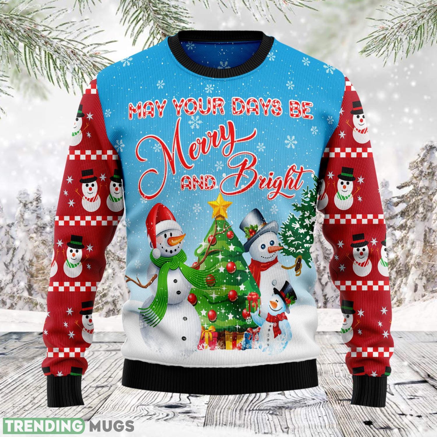 Love Snowman Merry And Bright Ugly Christmas Sweater Product Photo 1 Love Snowman Merry And Bright Ugly Christmas Sweater Product Photo 1