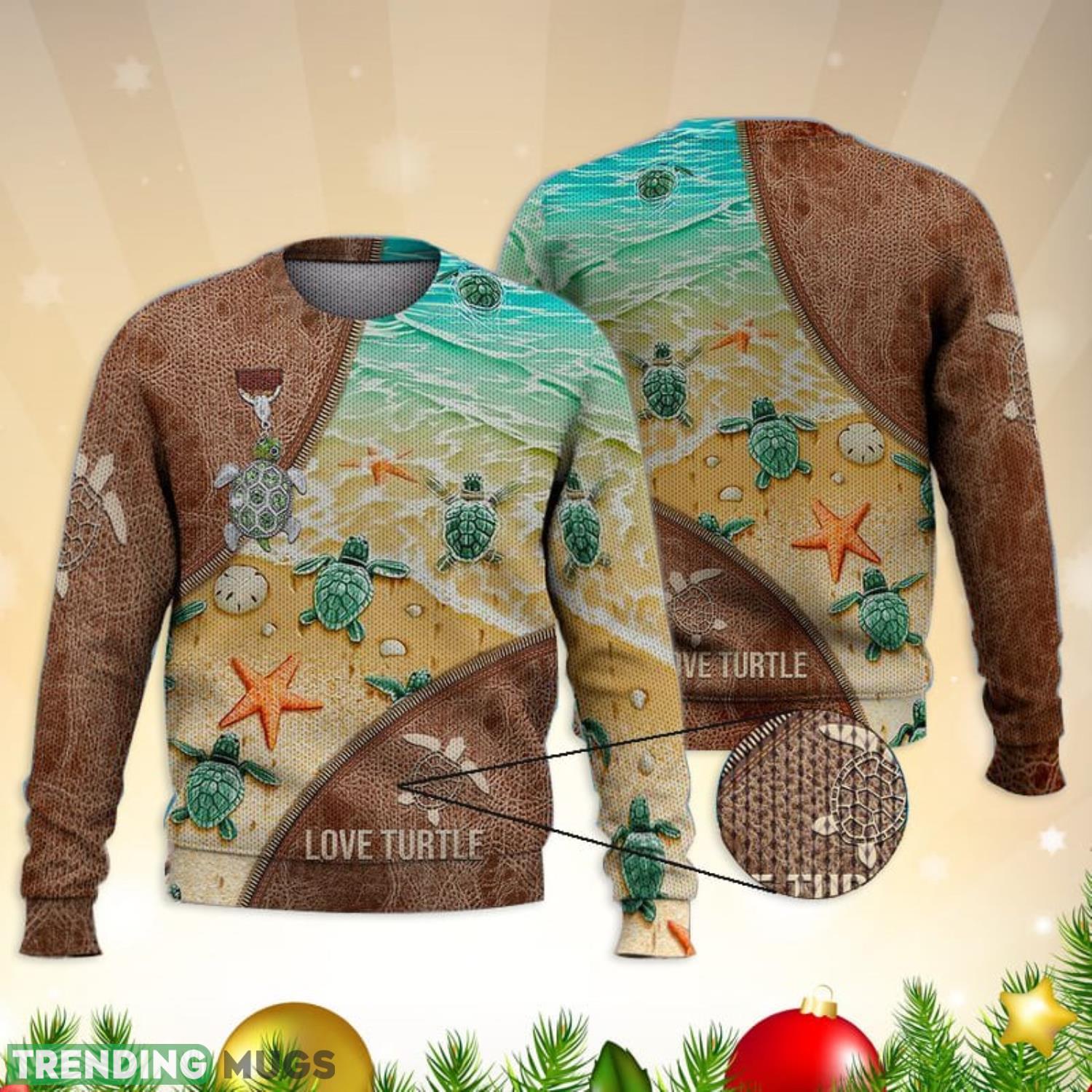 Love Turtle Beach 3D Full Print Ugly Sweater Christmas Gift Sweater Product Photo 1