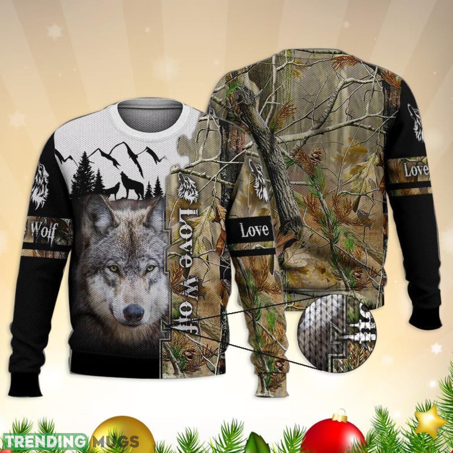Love Wolf Wild Nature 3D Full Print Ugly Sweater Christmas Gift Sweater Product Photo 1