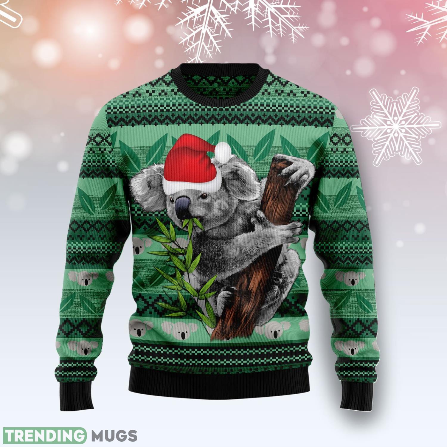 Lover Koala Green Leaf Green Ugly Christmas Sweater Product Photo 1 Lover Koala Green Leaf Green Ugly Christmas Sweater Product Photo 1