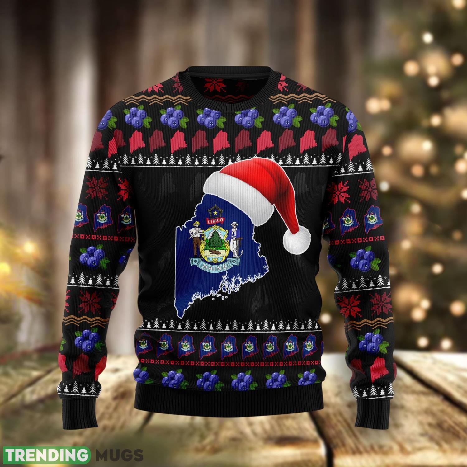 Maine Map Santa Hat Best Gift Ugly Christmas Sweater Product Photo 1 Maine Map Santa Hat Best Gift Ugly Christmas Sweater Product Photo 1