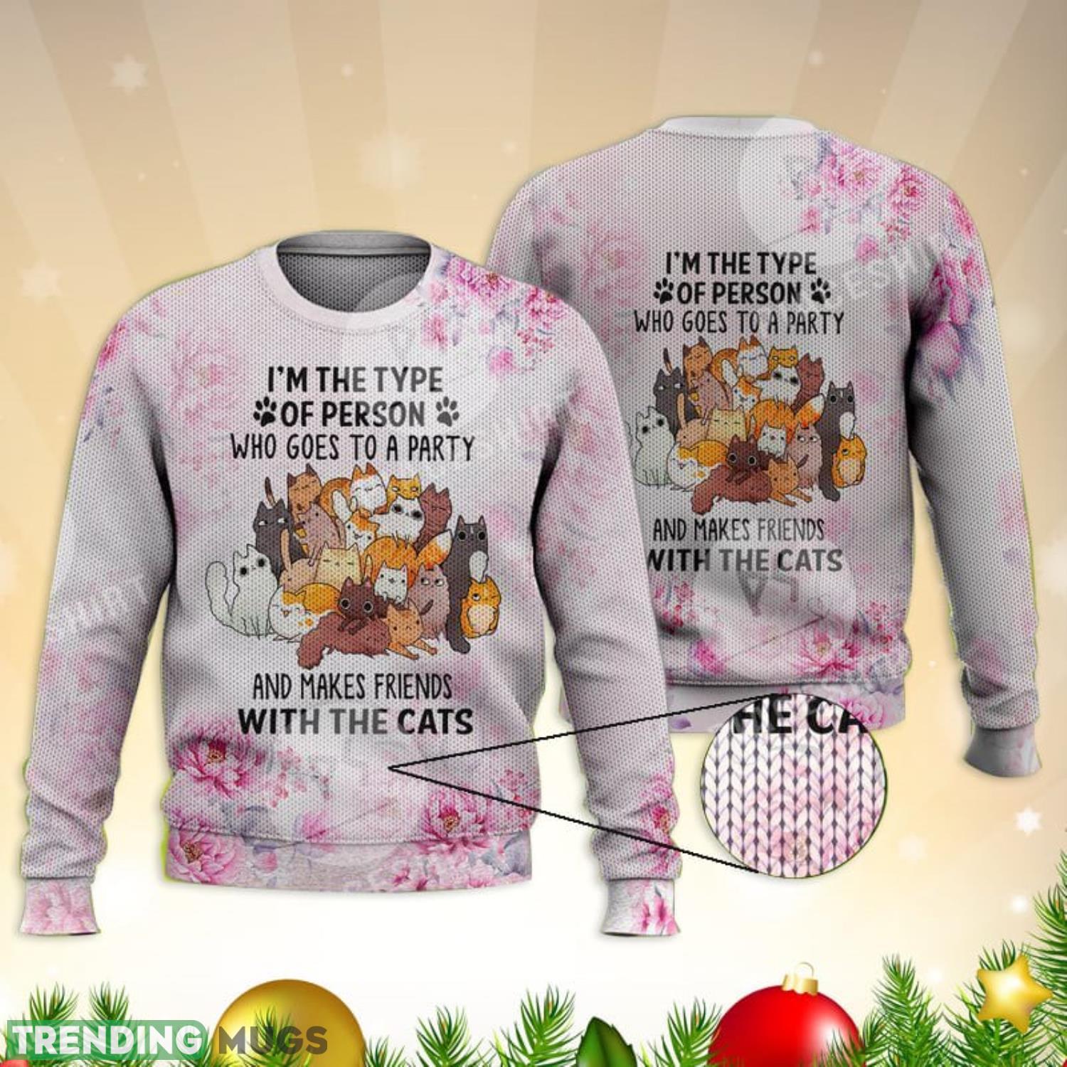 Make Friends With Cats Funny 3D Full Print Ugly Sweater Christmas Gift Sweater Product Photo 1