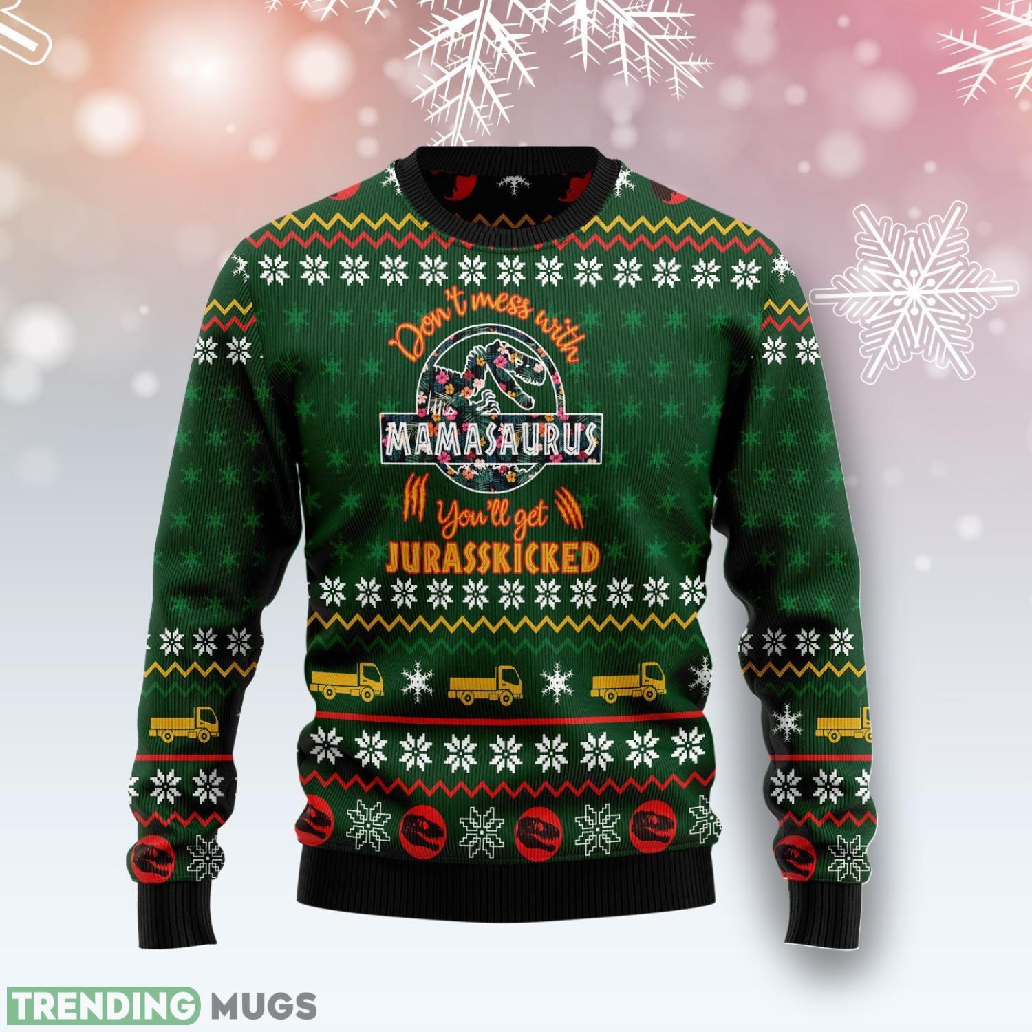 Mamasaurus Jurasskicked Best Gift Ugly Christmas Sweater Product Photo 1 Mamasaurus Jurasskicked Best Gift Ugly Christmas Sweater Product Photo 1