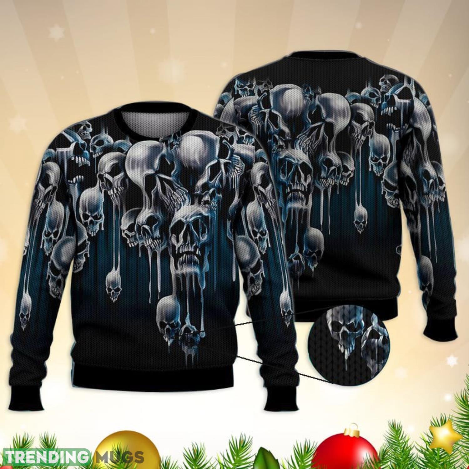 Melted Skull Black 3D Full Print Ugly Sweater Christmas Gift Sweater Product Photo 1