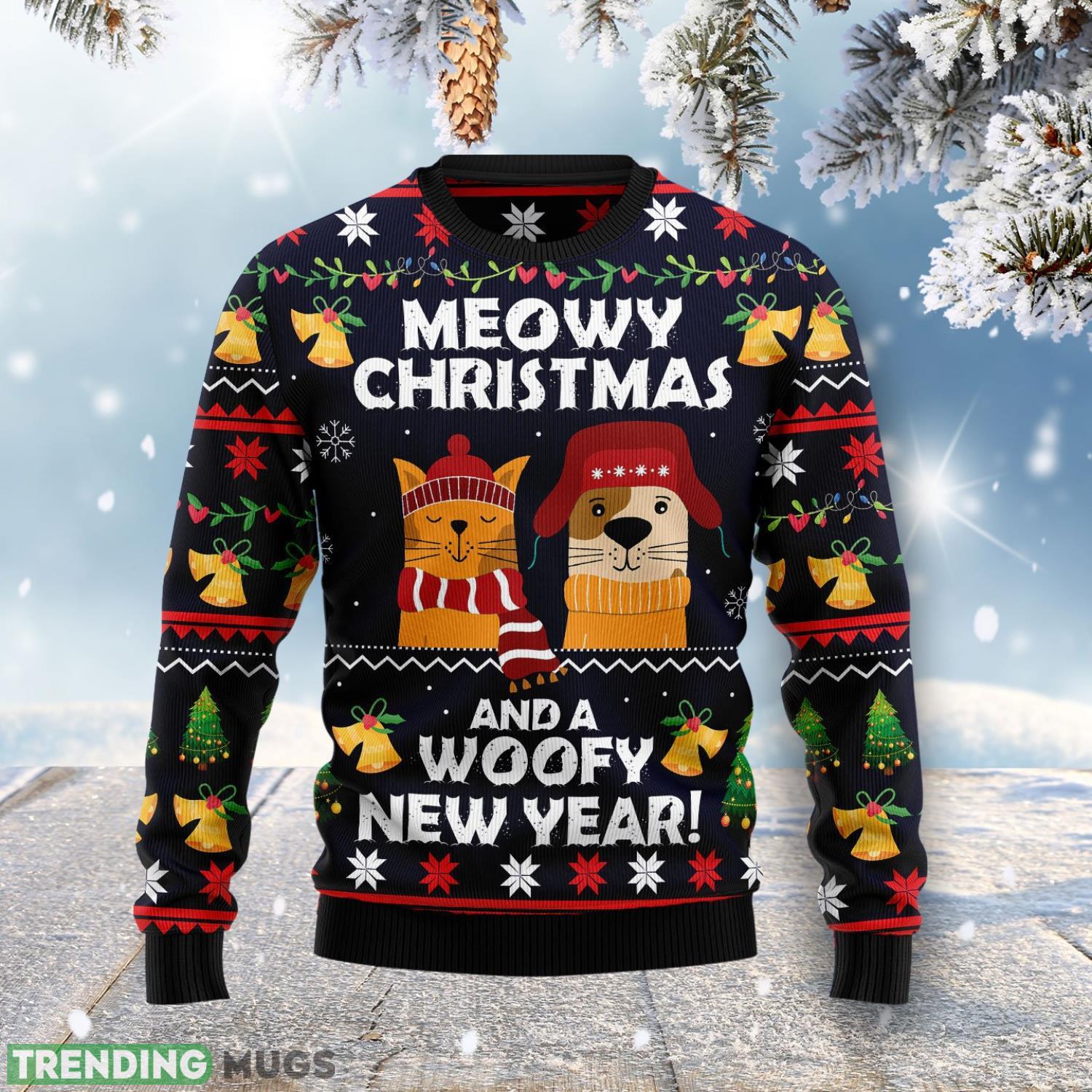 Meowy Christmas And Woofy New Year Ugly Christmas Sweater Product Photo 1 Meowy Christmas And Woofy New Year Ugly Christmas Sweater Product Photo 1