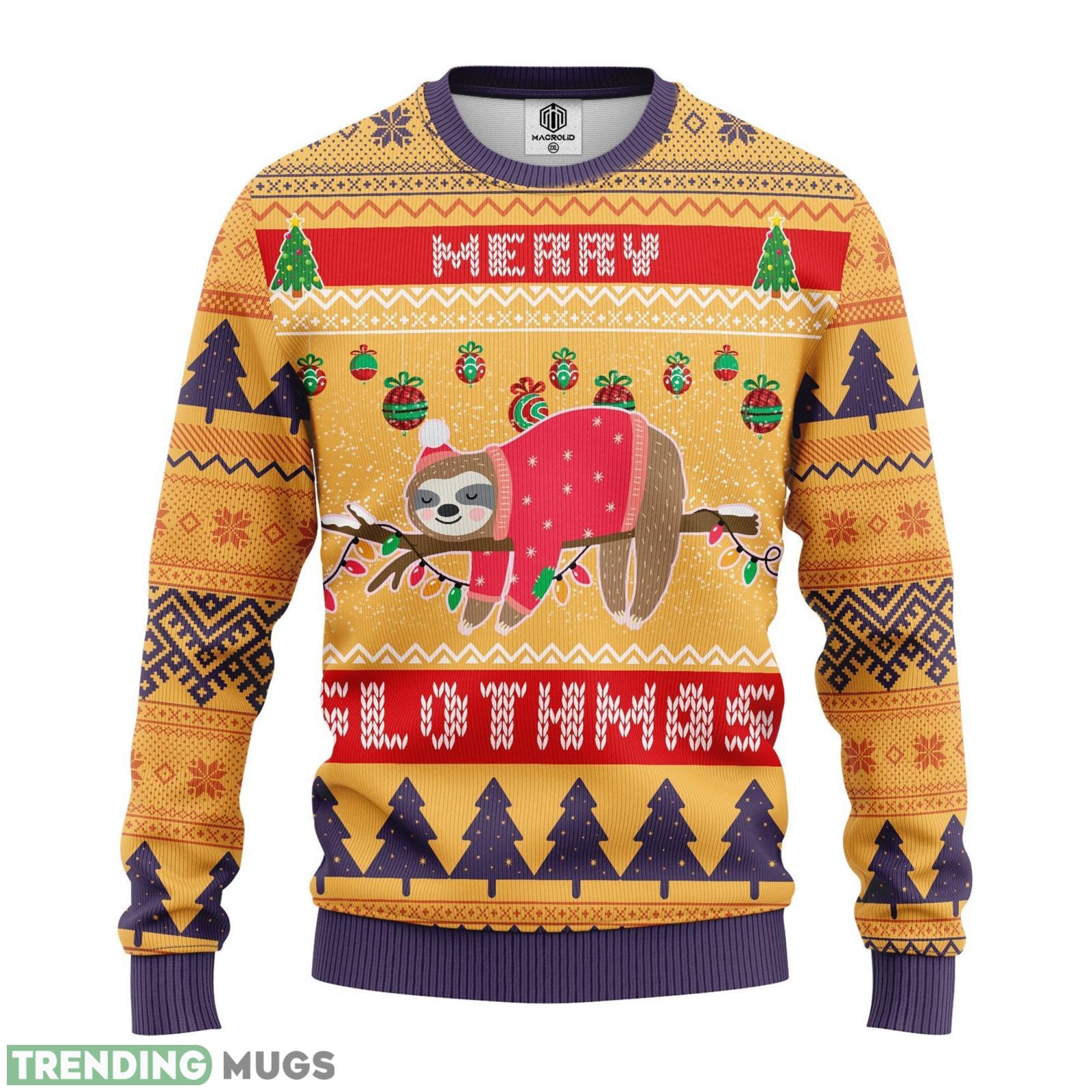 Merry Slothmas Sloth Lover Ugly Christmas Sweater Product Photo 1 Merry Slothmas Sloth Lover Ugly Christmas Sweater Product Photo 1
