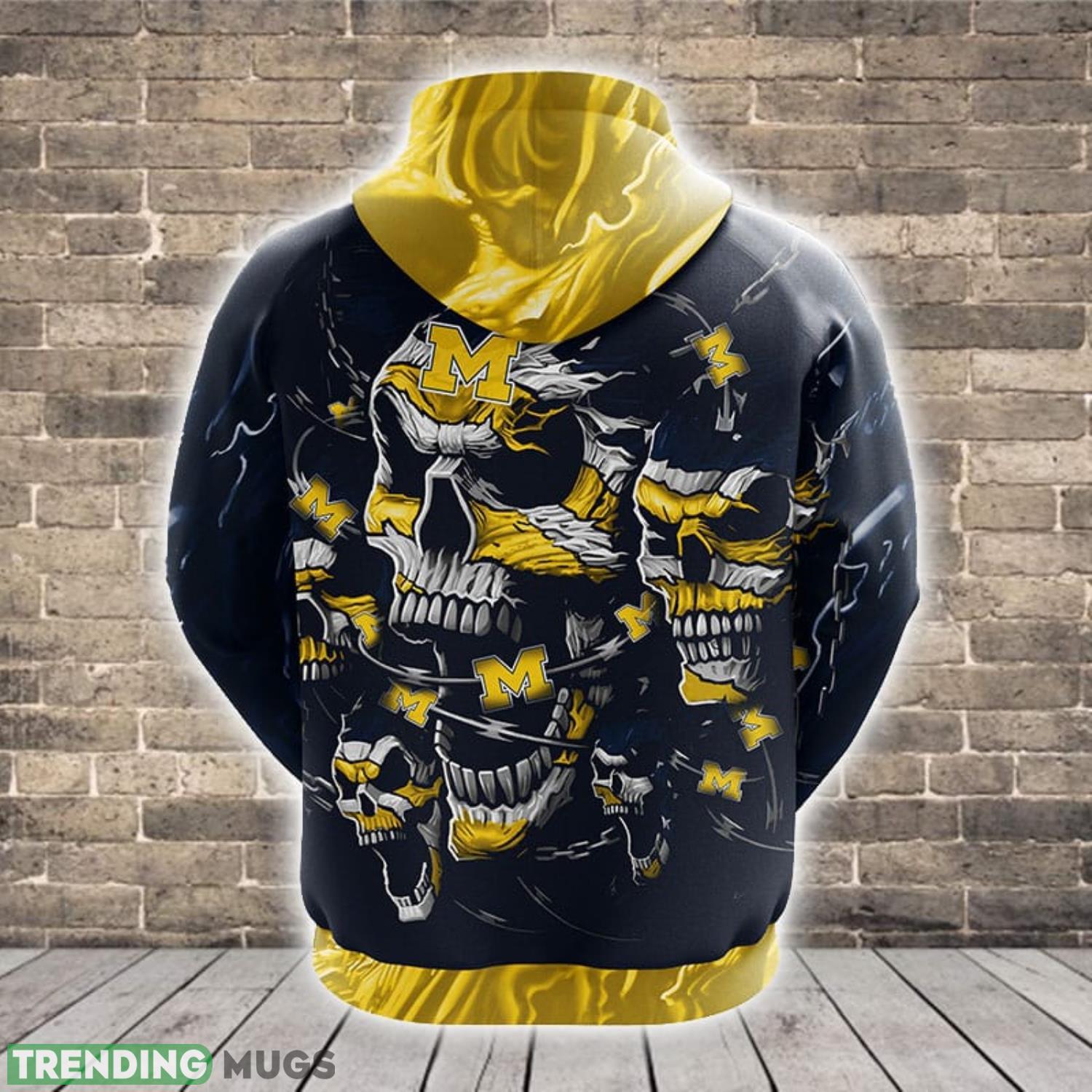 Michigan Wolverines NCAA Skull Funny Yellow 3D Hoodie For Fans Best Sport Gift Men And Women 3D Hoodies Michigan Wolverines NCAA Skull Funny Yellow 3D Hoodie For Fans Best Sport Gift Men And Women 3D Hoodies