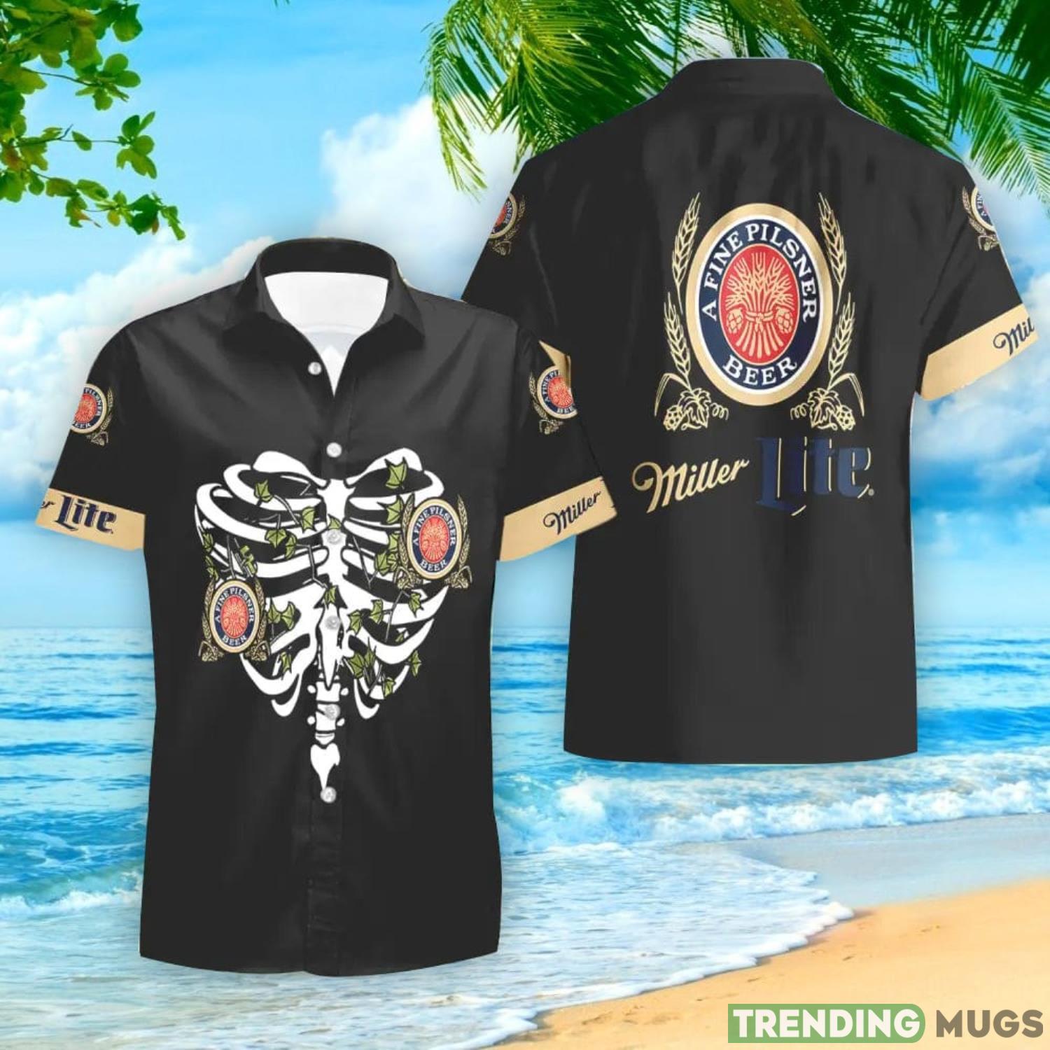 Miller Lite Chest Bone Happy Halloween Hawaiian Shirt And Shorts Best Halloween Gift Product Photo 1 Miller Lite Chest Bone Happy Halloween Hawaiian Shirt And Shorts Best Halloween Gift Product Photo 1