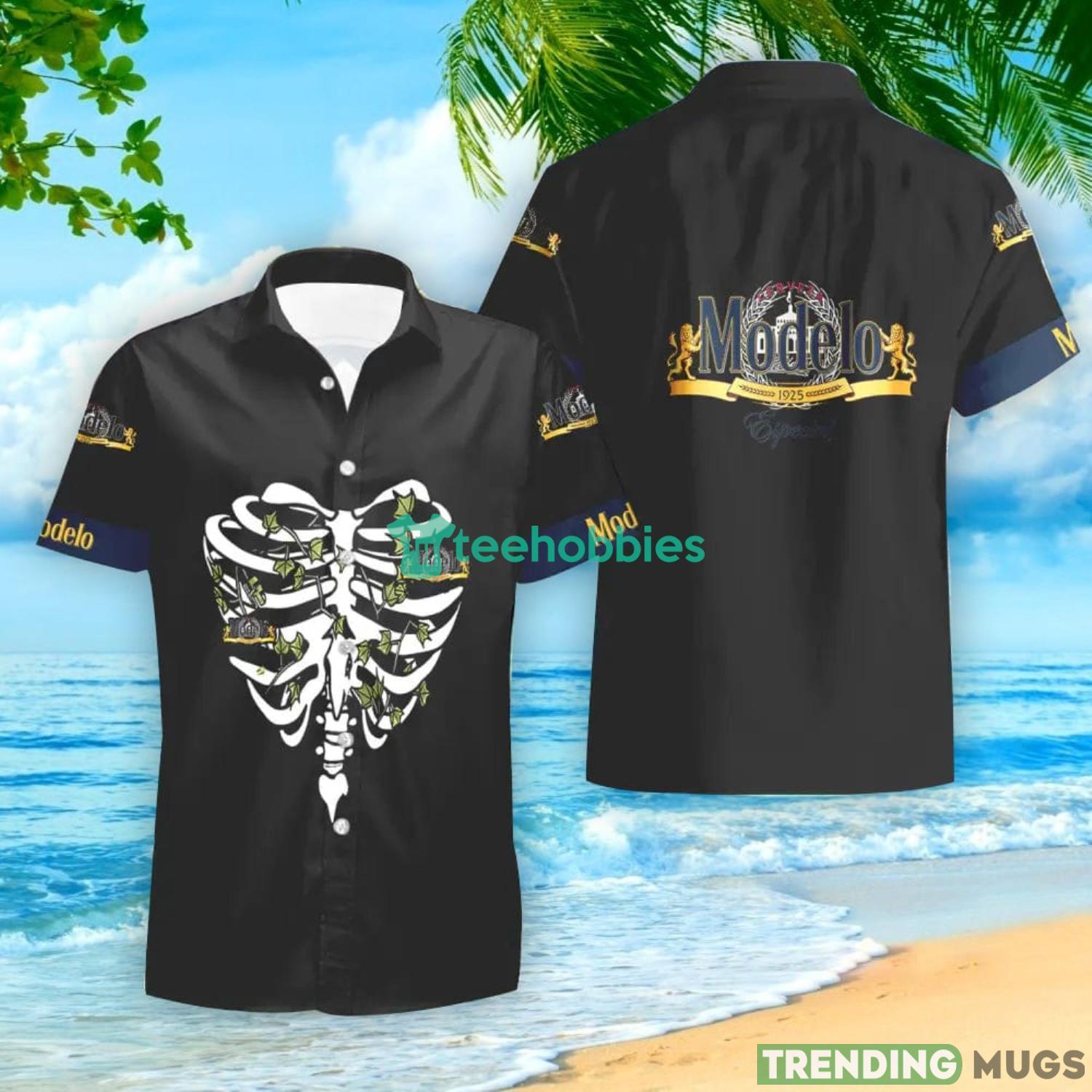 Modelo Beer Chest Bone Happy Halloween Hawaiian Shirt And Shorts Best Halloween Gift Product Photo 1 Modelo Beer Chest Bone Happy Halloween Hawaiian Shirt And Shorts Best Halloween Gift Product Photo 1