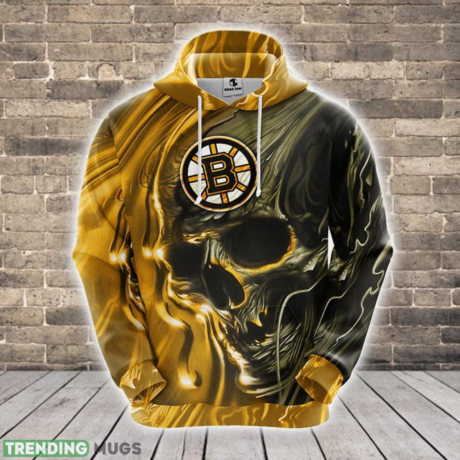 NHL Boston Bruins Skull Yellow 3D Hoodie Zip Hoodie For Men And Women Sport Gift Product Photo 1