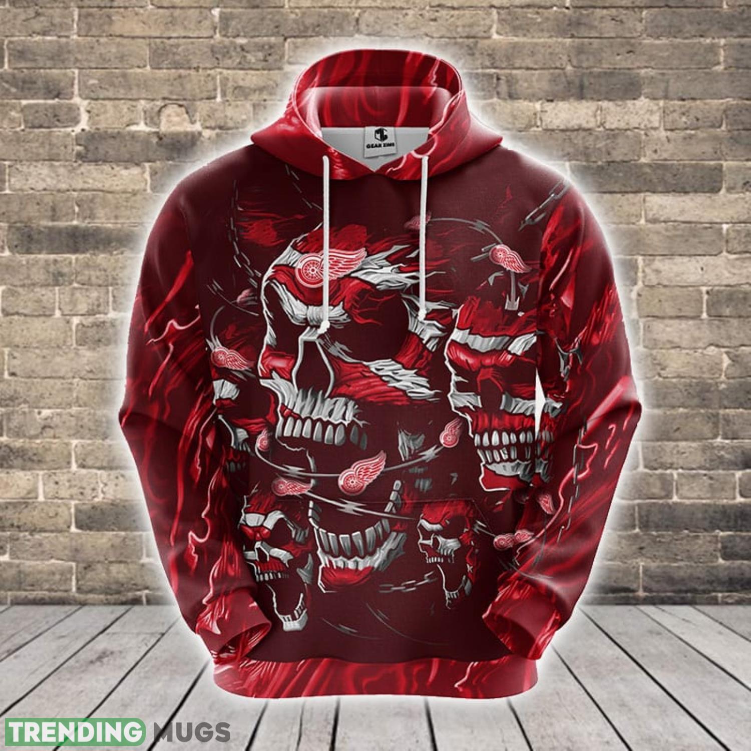 NHL Detroit Red Wings Skull Funny Red 3D Hoodie Zip Hoodie For Men And Women Sport Gift Product Photo 1 NHL Detroit Red Wings Skull Funny Red 3D Hoodie Zip Hoodie For Men And Women Sport Gift Product Photo 1