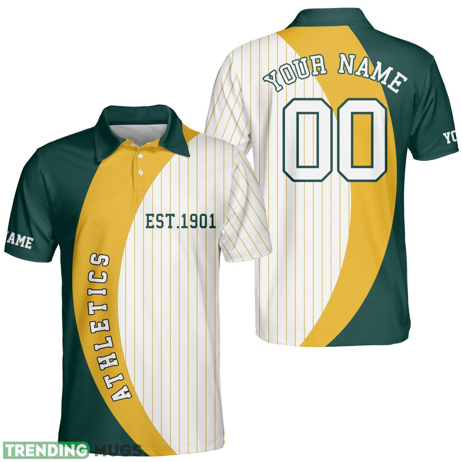 Oakland Custom Name And Number Baseball Oakland Polo Shirt For Oakland Fans Striped Style Product Photo 1 Oakland Custom Name And Number Baseball Oakland Polo Shirt For Oakland Fans Striped Style Product Photo 1