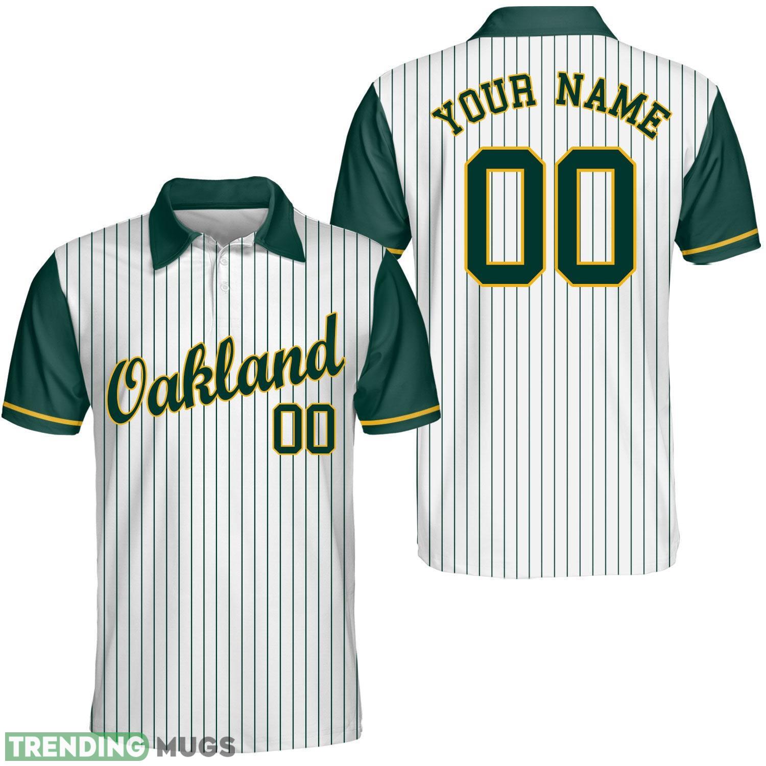 Oakland Custom Name And Number Baseball Oakland Polo Shirt For Oakland Fans White Product Photo 1 Oakland Custom Name And Number Baseball Oakland Polo Shirt For Oakland Fans White Product Photo 1