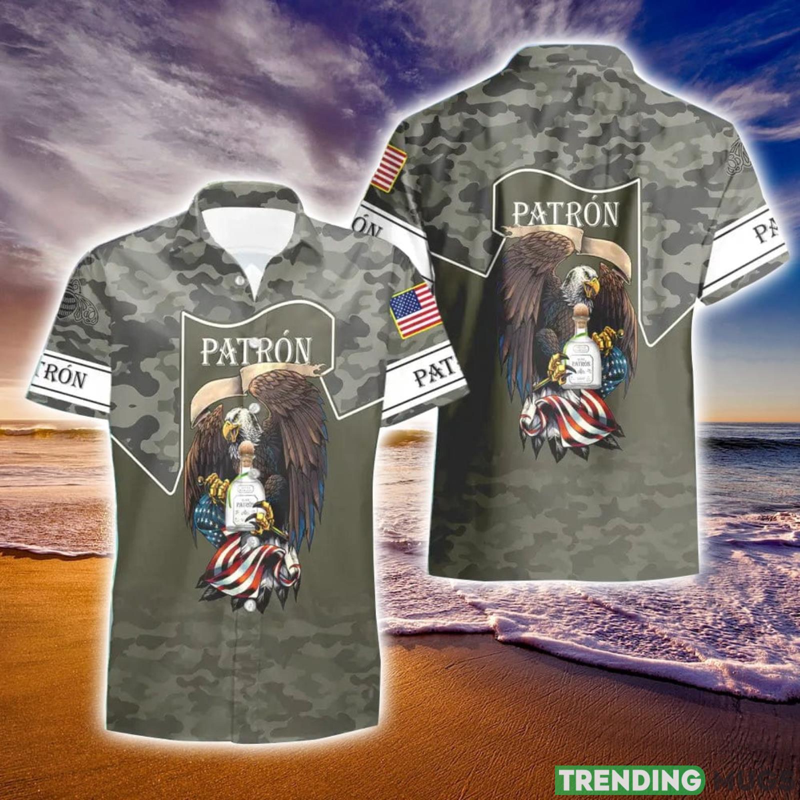 Patrón Tequila Green Camo Eagle Usa Flag Hawaiian Shirt And Shorts Best Gift For Summer Holiday Product Photo 1 Patrón Tequila Green Camo Eagle Usa Flag Hawaiian Shirt And Shorts Best Gift For Summer Holiday Product Photo 1