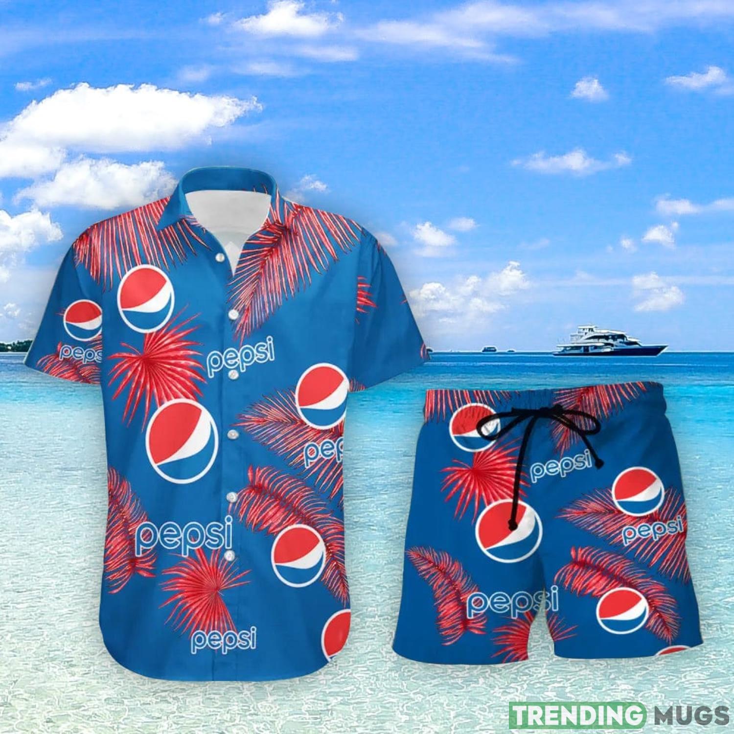 Pepsi Palm Leaves Tropical Hawaiian Shirt And Shorts Unique Summer Gift Product Photo 1 Pepsi Palm Leaves Tropical Hawaiian Shirt And Shorts Unique Summer Gift Product Photo 1