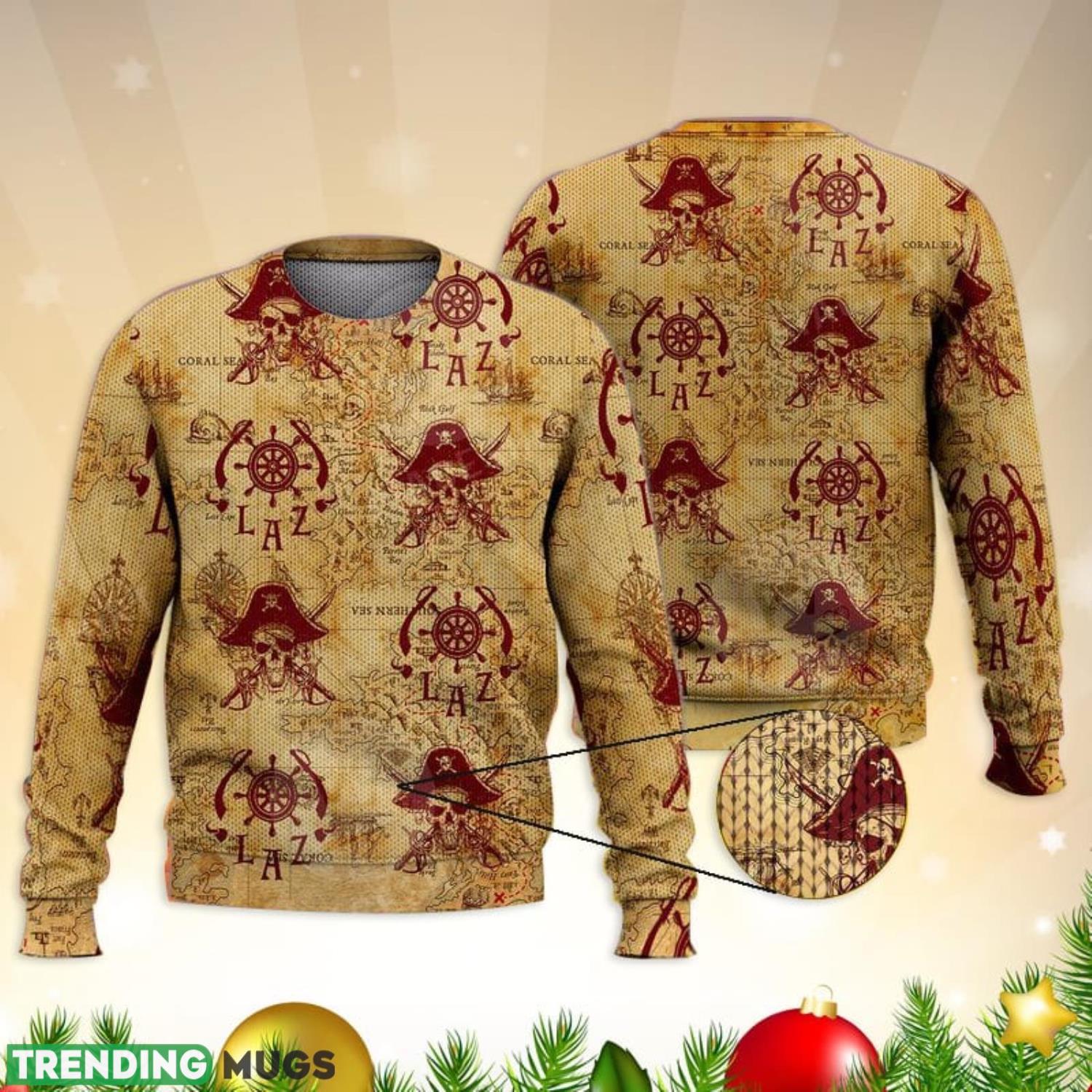 Pirates Skull Vintage Map 3D Full Print Ugly Sweater Christmas Gift Sweater Product Photo 1 Pirates Skull Vintage Map 3D Full Print Ugly Sweater Christmas Gift Sweater Product Photo 1