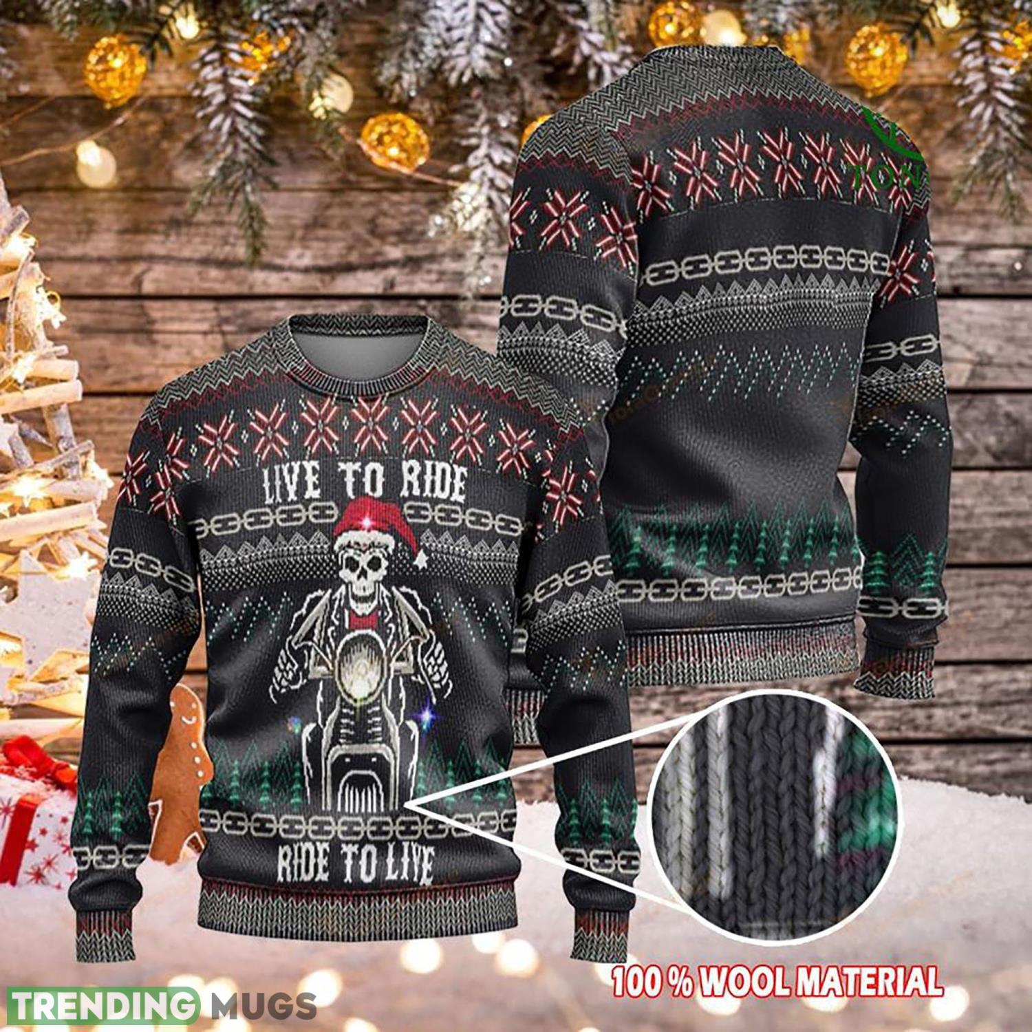 Riding Skull Christmas Ugly Sweaters Christmas Xmas Sweater Product Photo 1 Riding Skull Christmas Ugly Sweaters Christmas Xmas Sweater Product Photo 1