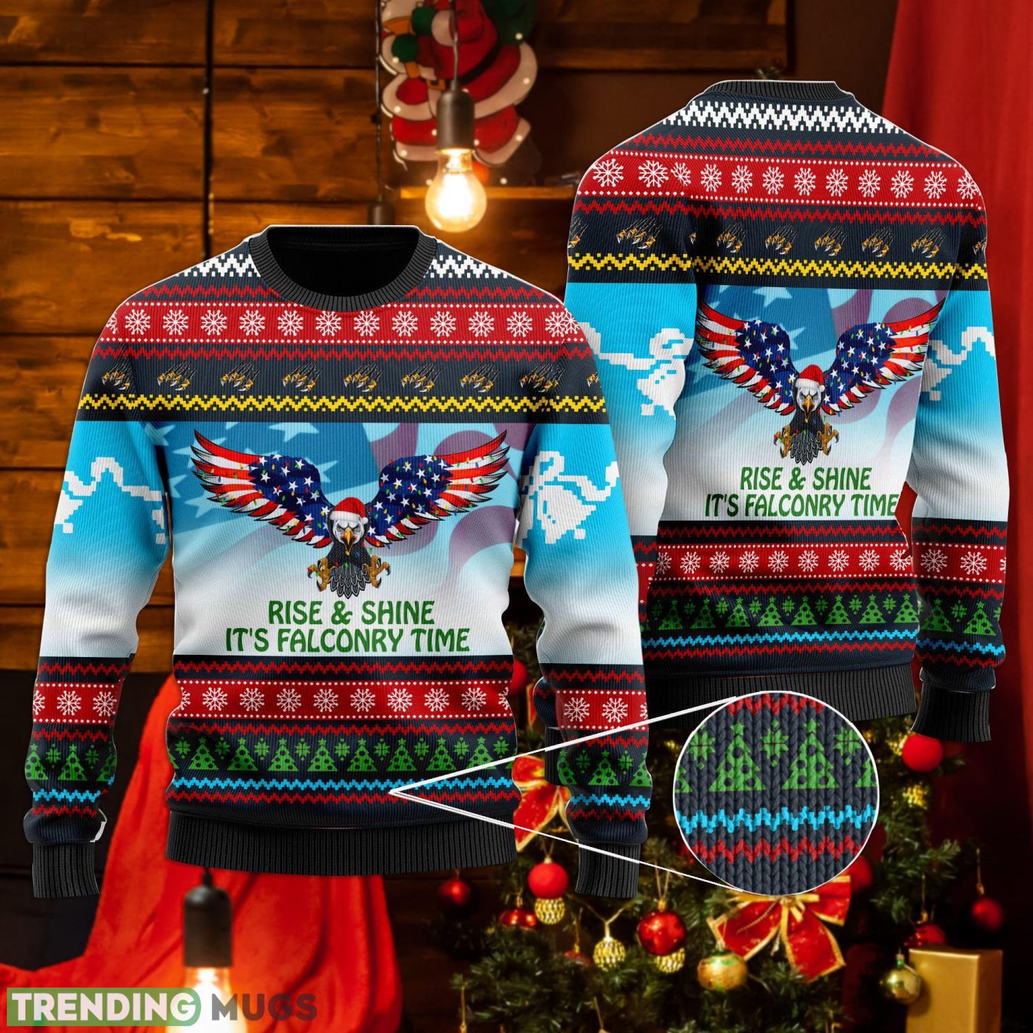 Rise And Shine It's Falconry Time America Eagle Christmas Xmas Sweater Product Photo 1 Rise And Shine It's Falconry Time America Eagle Christmas Xmas Sweater Product Photo 1