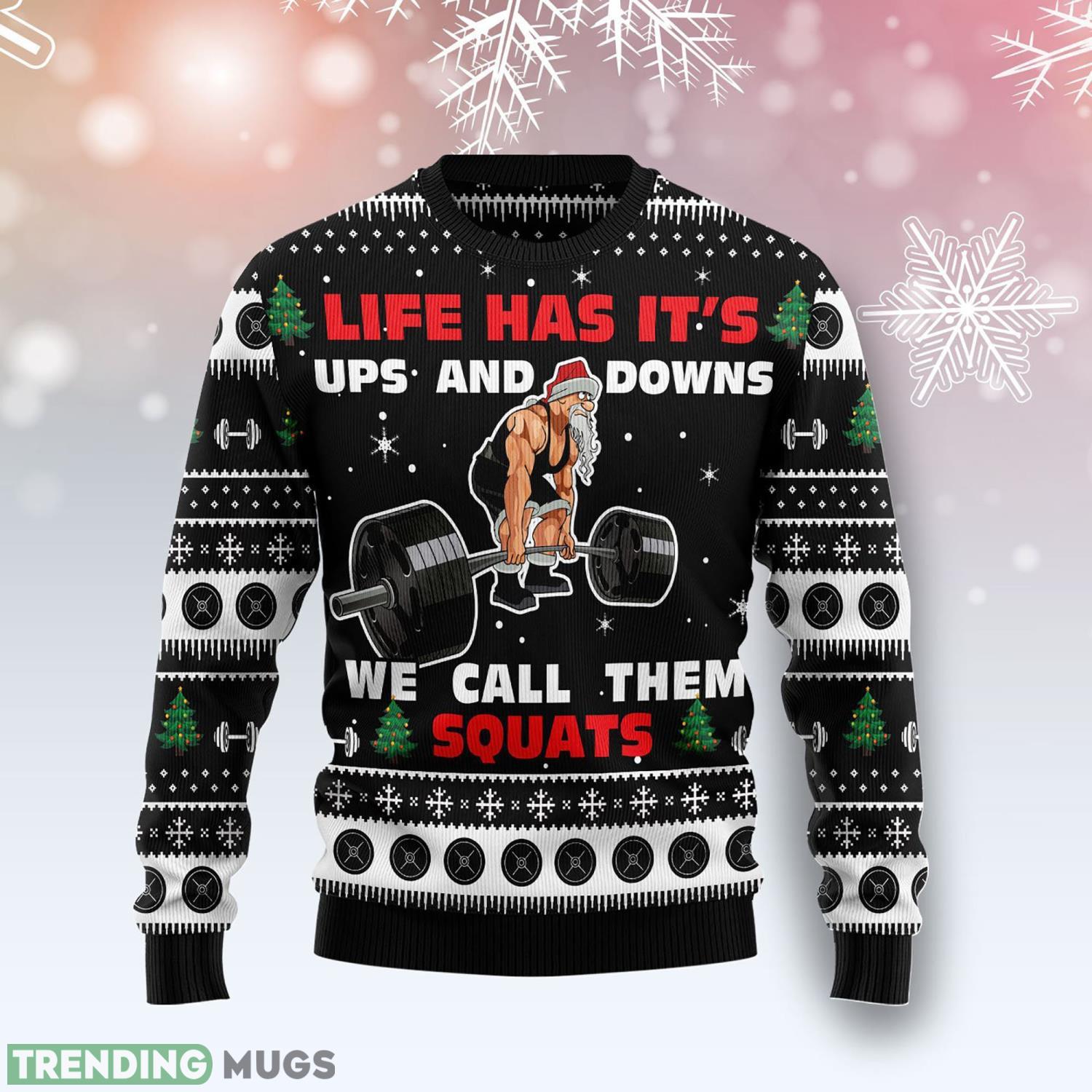 Santa Claus Gym Life Has Ups And Downs Call Sweater Christmas Xmas Sweater Product Photo 1 Santa Claus Gym Life Has Ups And Downs Call Sweater Christmas Xmas Sweater Product Photo 1