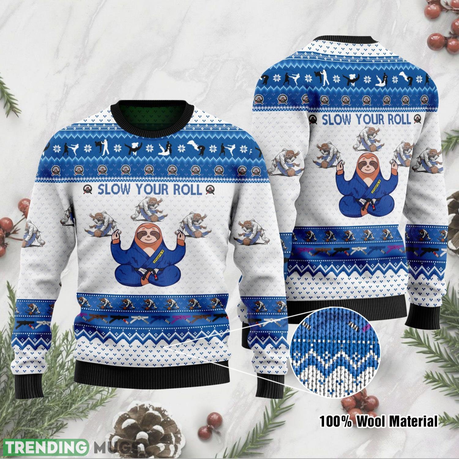 Slow Your Roll Jiu-Jitsu Sloth Sweater Christmas Xmas Sweater Product Photo 1 Slow Your Roll Jiu-Jitsu Sloth Sweater Christmas Xmas Sweater Product Photo 1