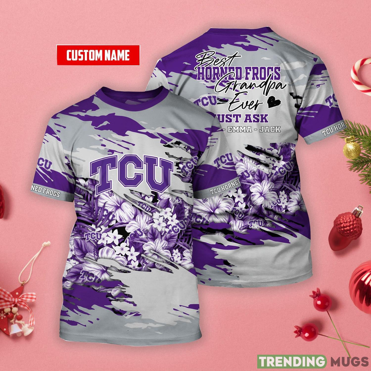 TCU Horned Frogs Personalized Name Tropical Style 3D T-Shirt Product Photo 1 TCU Horned Frogs Personalized Name Tropical Style 3D T-Shirt Product Photo 1