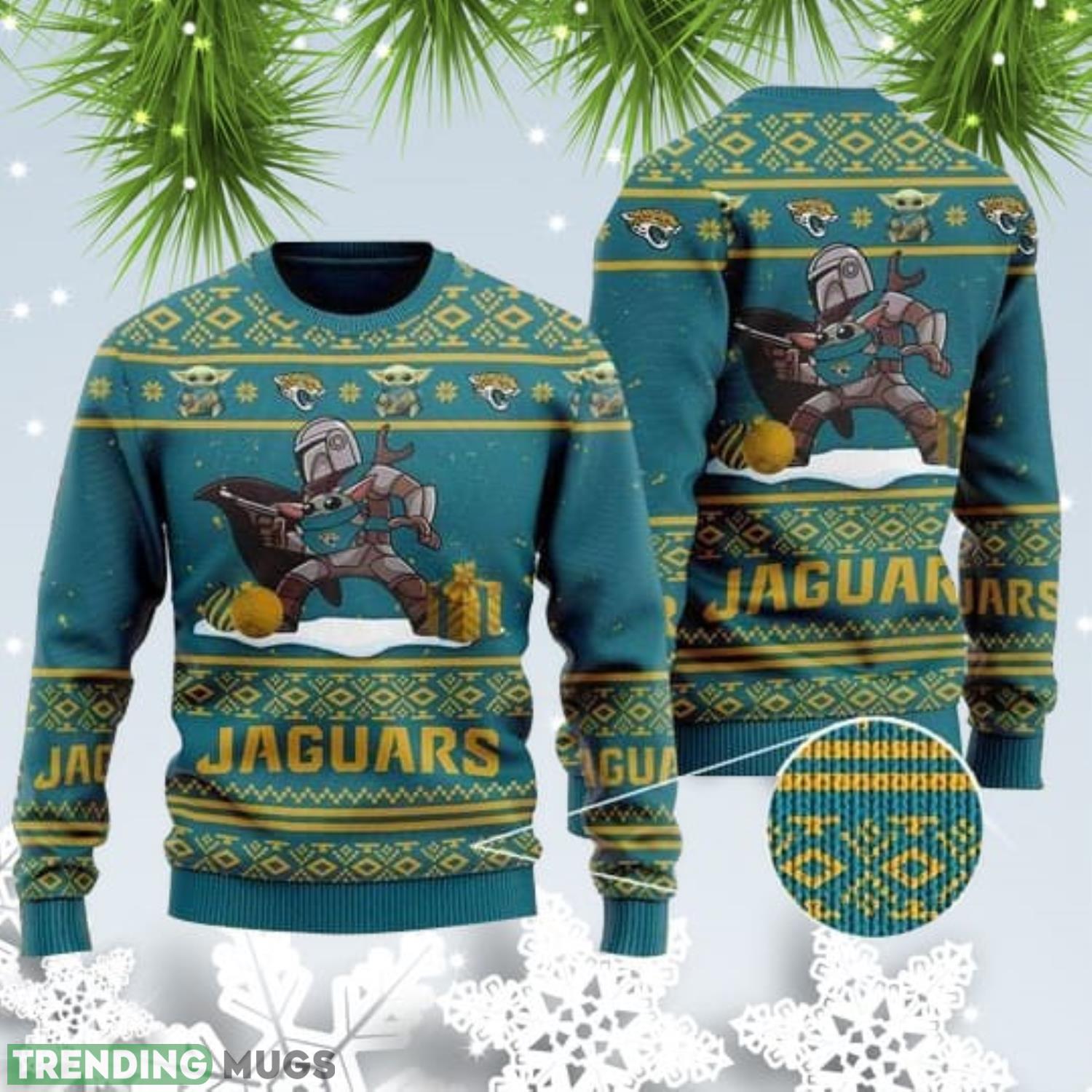 Ugly Baby Yoda Boba Fett The Mandalorian Jacksonville Jaguars For Christmas Ugly Sweater Product Photo 1 Ugly Baby Yoda Boba Fett The Mandalorian Jacksonville Jaguars For Christmas Ugly Sweater Product Photo 1