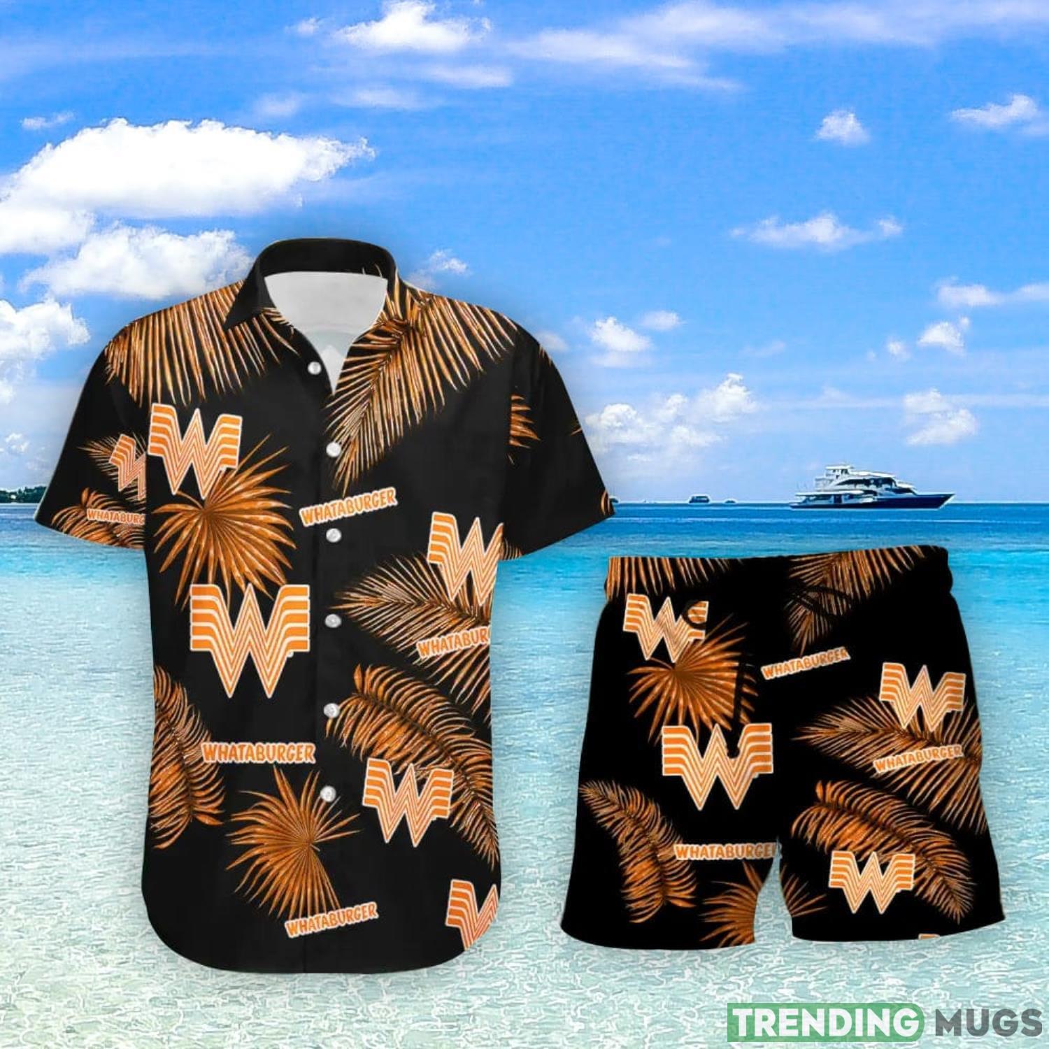 Whataburger Palm Leaves Tropical Hawaiian Shirt And Shorts Unique Summer Gift Product Photo 1 Whataburger Palm Leaves Tropical Hawaiian Shirt And Shorts Unique Summer Gift Product Photo 1
