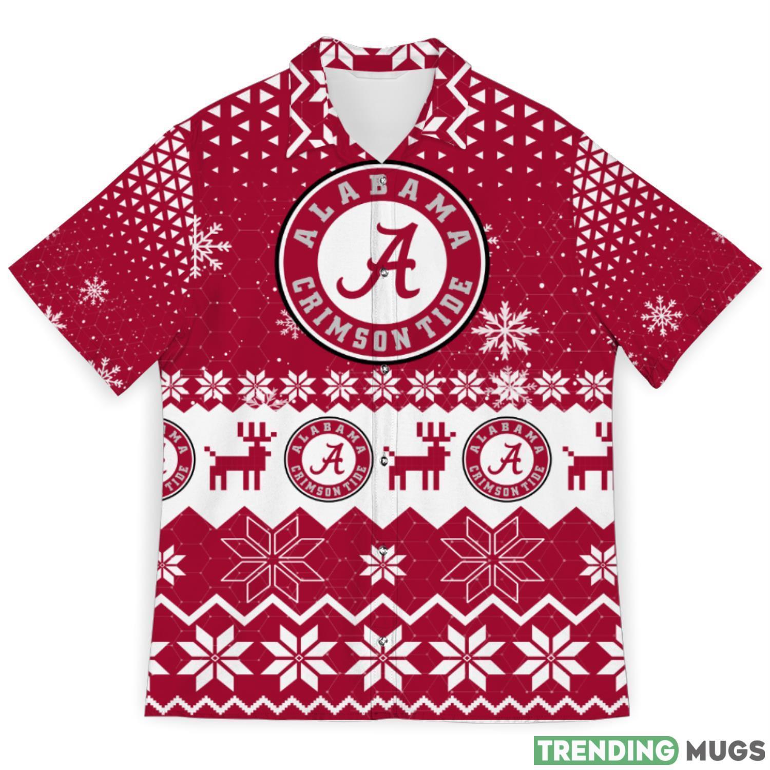 Alabama Crimson Tide Snowflake Pattern 3D Hawaiian Shirt Christmas Gift Product Photo 1 Alabama Crimson Tide Snowflake Pattern 3D Hawaiian Shirt Christmas Gift Product Photo 1